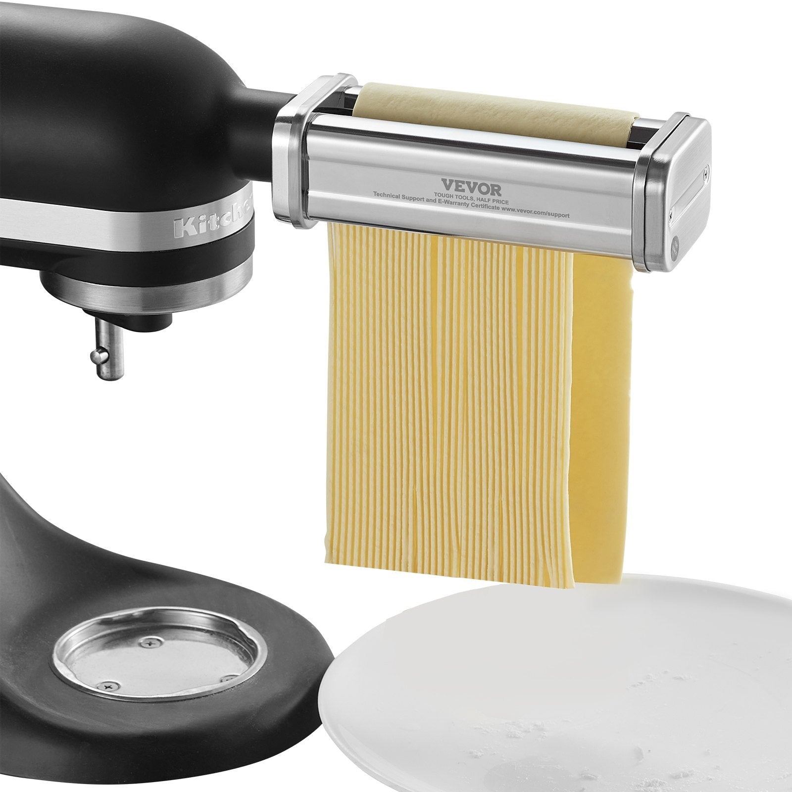 VEVOR Pasta Attachment for KitchenAid Stand Mixer, Stainless Steel Pasta Roller Cutter Set Including Pasta Sheet Roller, Spaghetti and Fettuccine Cutter, 8 Adjustable Thickness Knob Pasta Maker, 3Pcs 