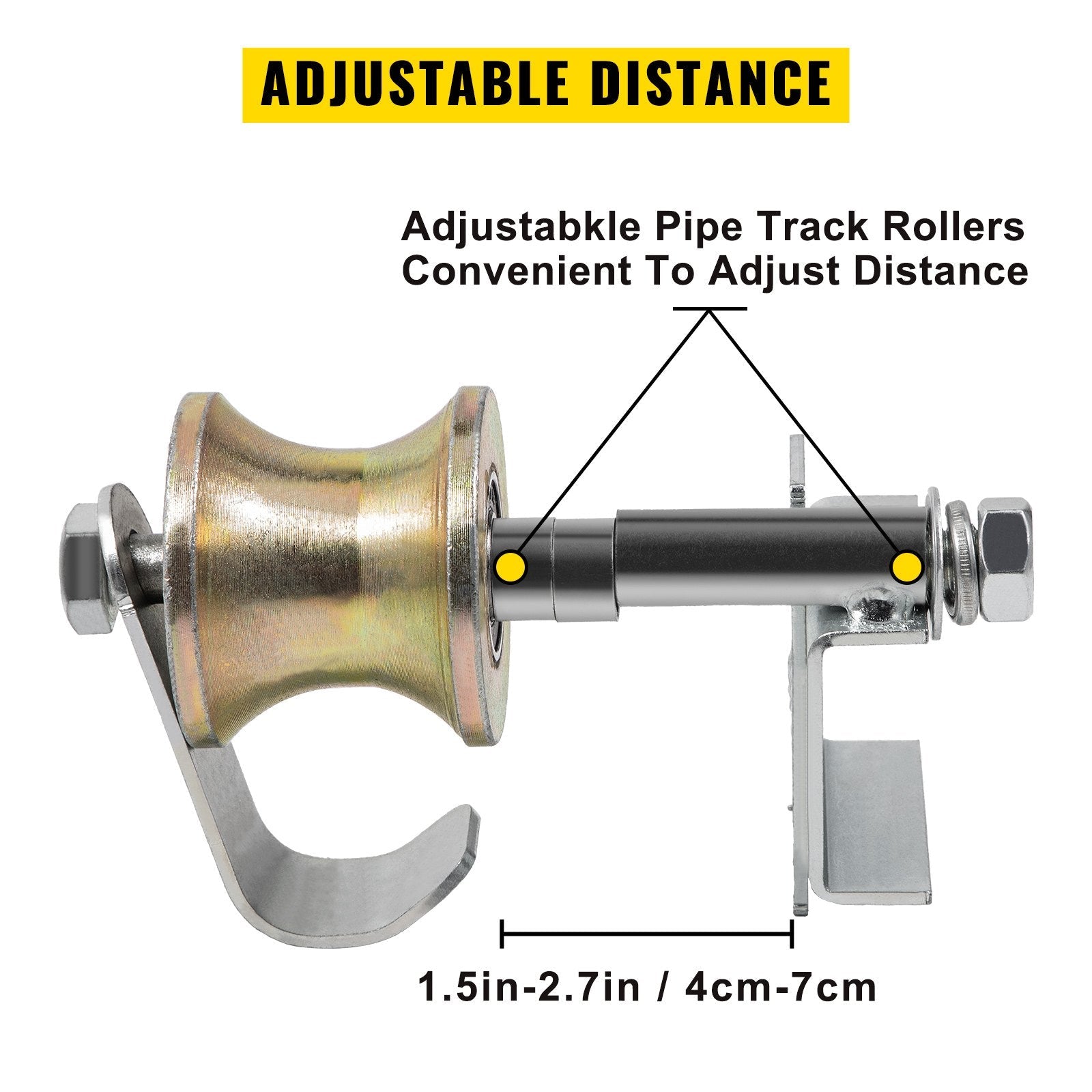 VEVOR Chain Link Rolling Gate Kit Galvanized Steel Rolling Fence 6 Universal Track Bracket Chain Link Rolling Gate Hardware Kit 2 Solid Rubber Wheels Fence Rolling Kit for Chain Link Sliding Gate 