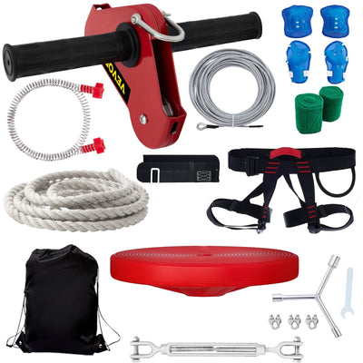 VEVOR Zip line Kits for Backyard 110FT, Zip Lines for Kid and Adult, Included Swing Seat, Zip Lines Brake, and Steel Trolley, Outdoor Playground Equipment 