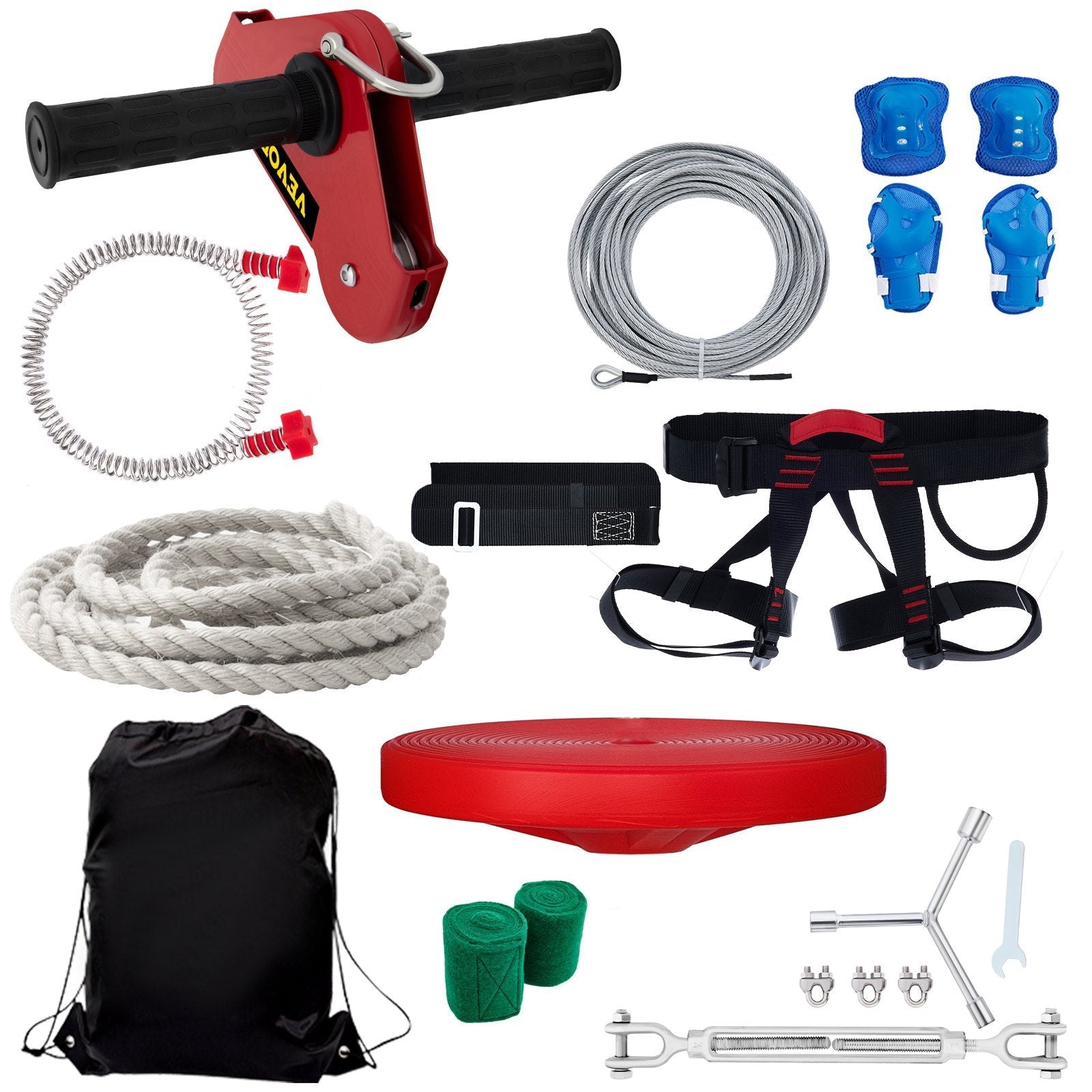 VEVOR Zip line Kits for Backyard 160FT, Zip Lines for Kid and Adult, Included Swing Seat, Zip Lines Brake, and Steel Trolley, Outdoor Playground Equipment 