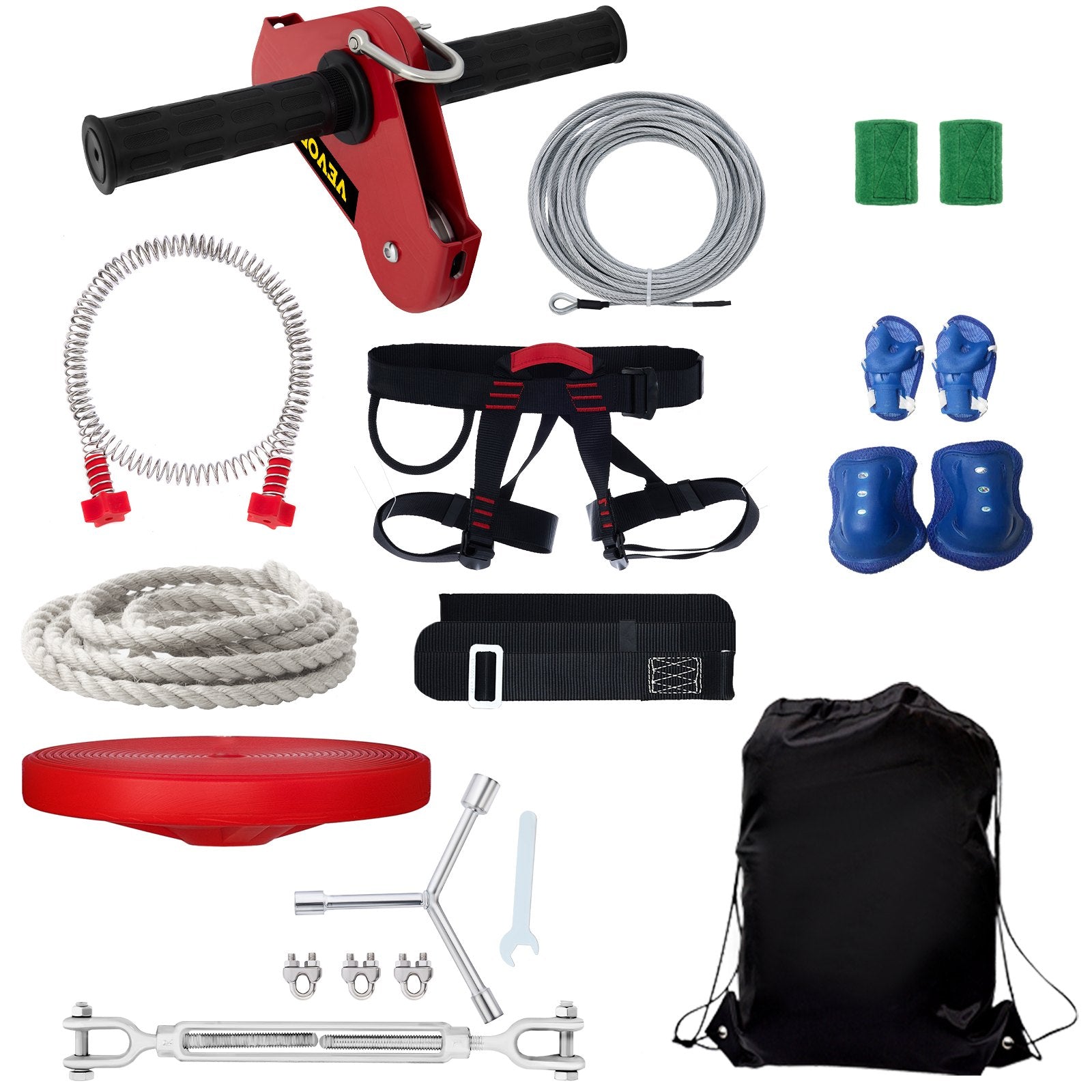 VEVOR Zip line Kits for Backyard 160FT, Zip Lines for Kid and Adult, Included Swing Seat, Zip Lines Brake, and Steel Trolley, Outdoor Playground Equipment 