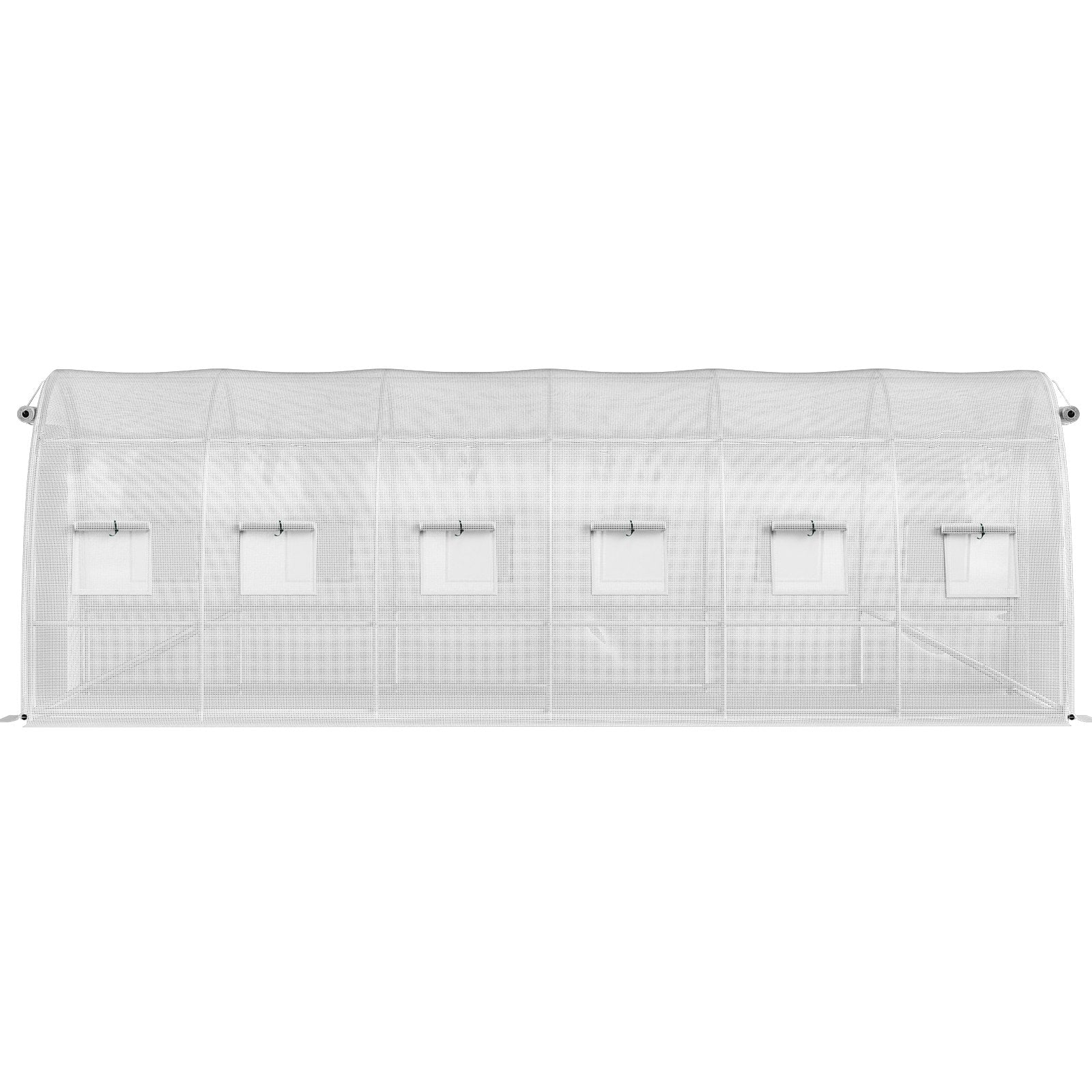 VEVOR Walk-in Tunnel Greenhouse, 20 x 10 x 7 ft Portable Plant Hot House w/ Galvanized Steel Hoops, 3 Top Beams, 4 Diagonal Poles, 2 Zippered Doors & 12 Roll-up Windows, White 