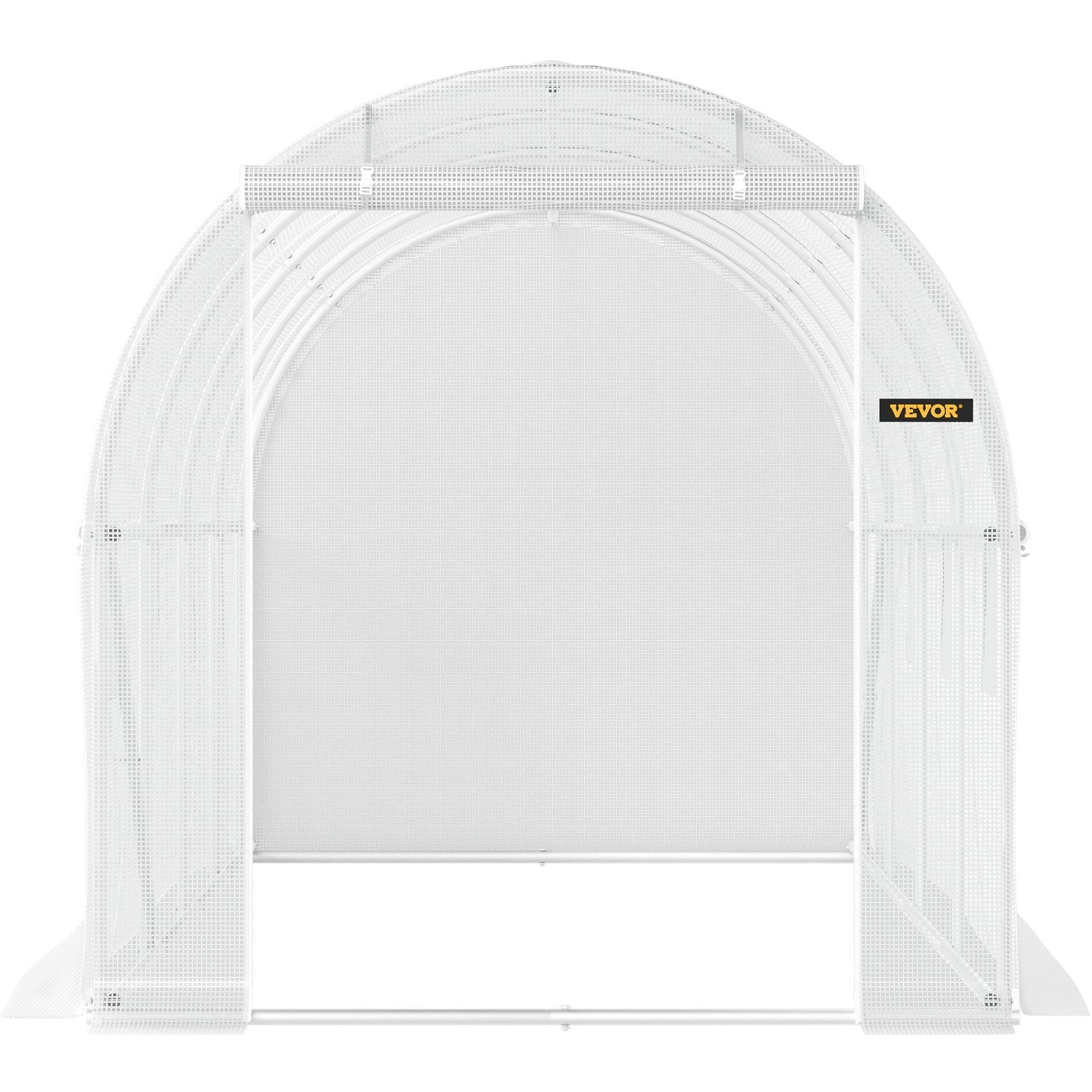 VEVOR Walk-in Tunnel Greenhouse, 15 x 6.5 x 7 ft Portable Plant Hot House w/ Galvanized Steel Hoops, 1 Top Beam, 2  x Diagonal Poles, A Zippered Door & 8 Roll-up Windows, White 