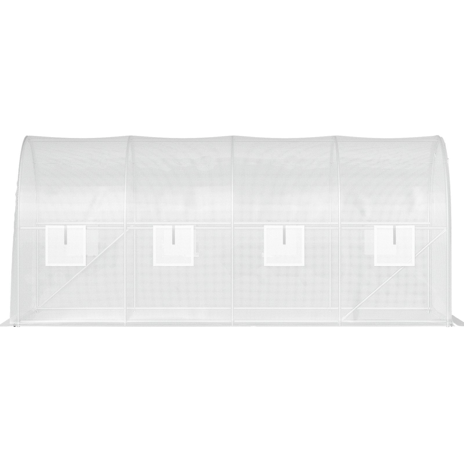 VEVOR Walk-in Tunnel Greenhouse, 15 x 6.5 x 7 ft Portable Plant Hot House w/ Galvanized Steel Hoops, 1 Top Beam, 2  x Diagonal Poles, A Zippered Door & 8 Roll-up Windows, White 