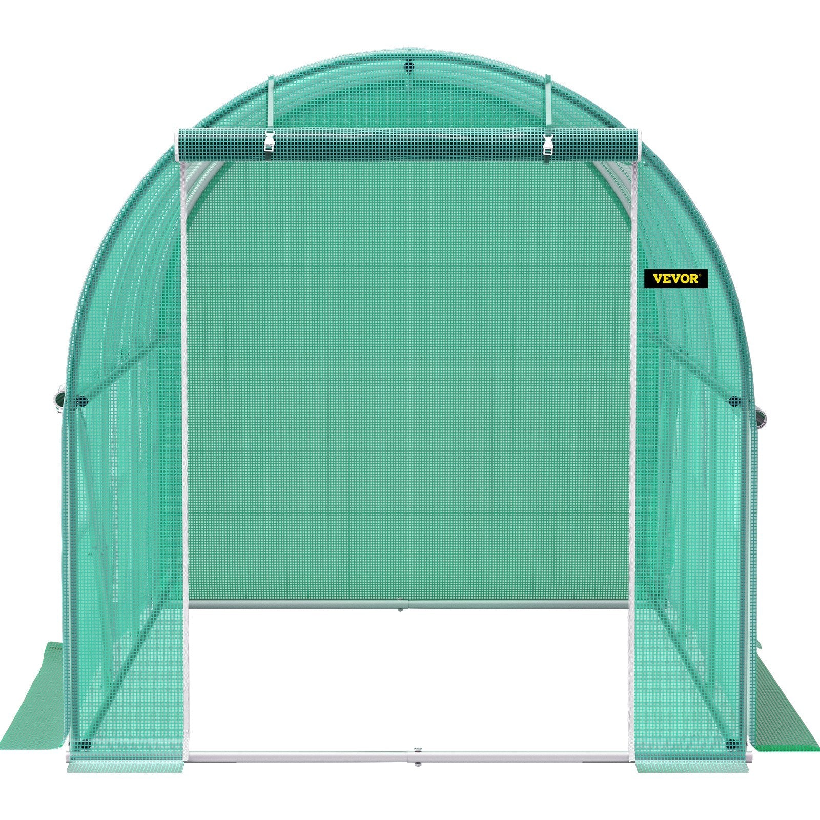 VEVOR Walk-in Tunnel Greenhouse, 9.8 x 6.6 x 6.6 ft Portable Plant Hot House w/ Galvanized Steel Hoops, 1 Top Beam, 2 Diagonal Poles, 2 Zippered Doors & 6 Roll-up Windows, Green 