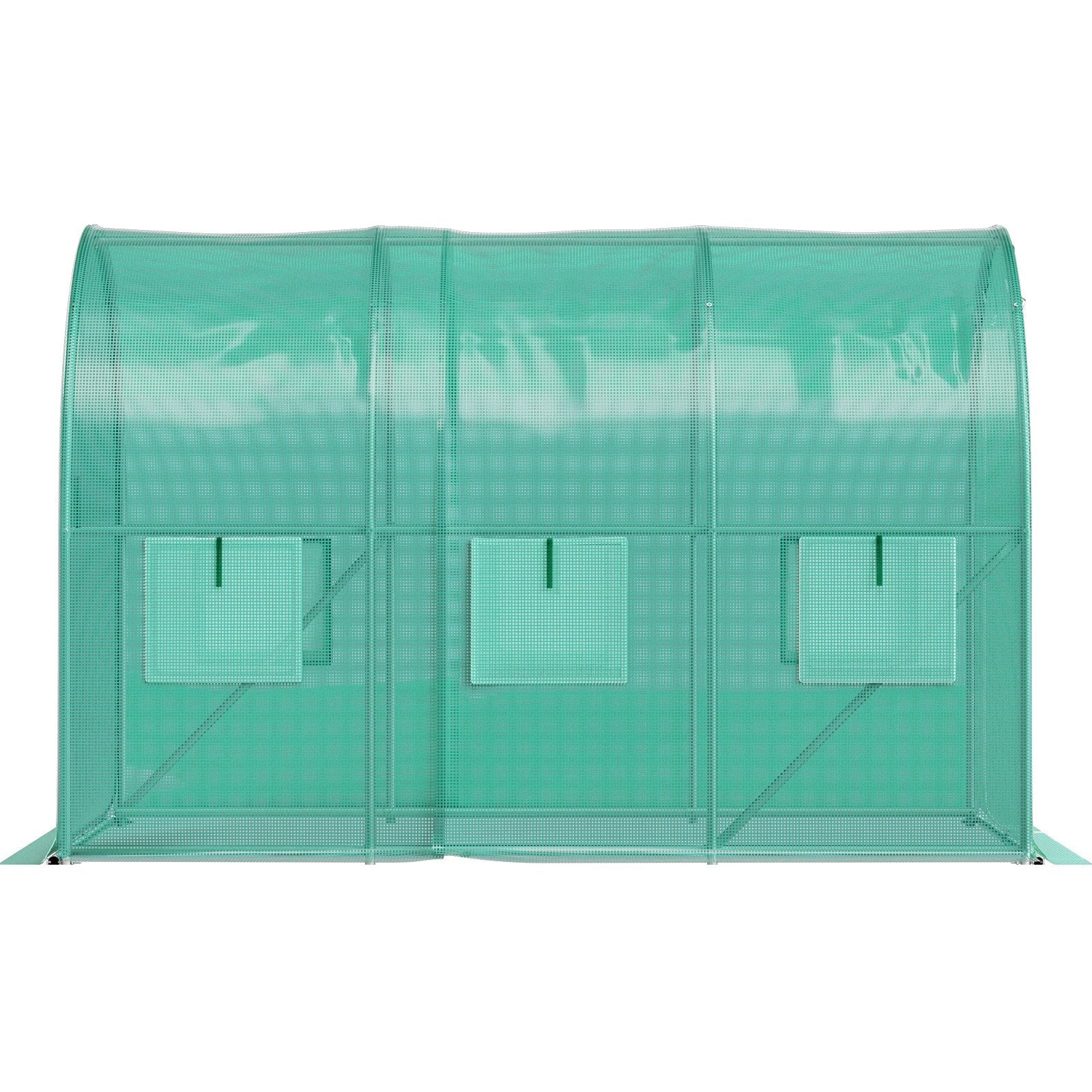 VEVOR Walk-in Tunnel Greenhouse, 9.8 x 6.6 x 6.6 ft Portable Plant Hot House w/ Galvanized Steel Hoops, 1 Top Beam, 2 Diagonal Poles, 2 Zippered Doors & 6 Roll-up Windows, Green 
