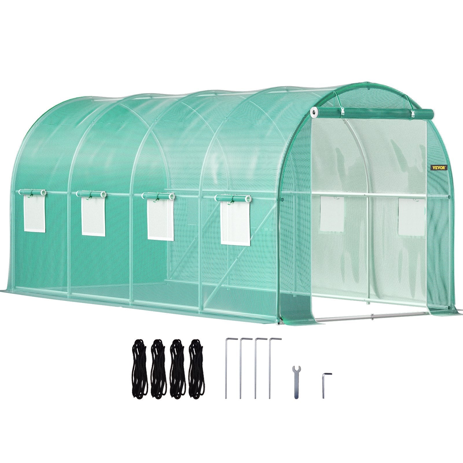 VEVOR Walk-in Tunnel Greenhouse Galvanized Frame & Waterproof Cover 15x7x7 ft 