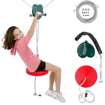 Vevor 100ft Zip Line Kit Trolley Slackers Zip Lines For Backyard Entertainment 