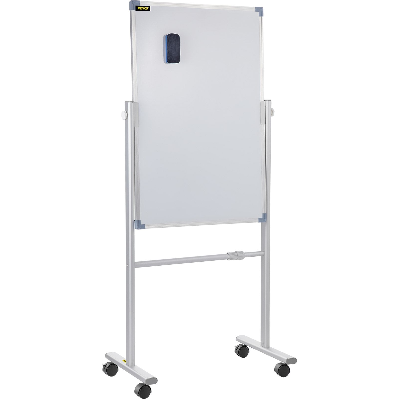 VEVOR Mobile Magnetic Whiteboard, 36 x 24 Inch, Double Sided, 360 Degree Reversible Rolling Dry Erase Board, Height Adjustable with Aluminum Frame and Lockable Swivel Wheels, for Office School Home 