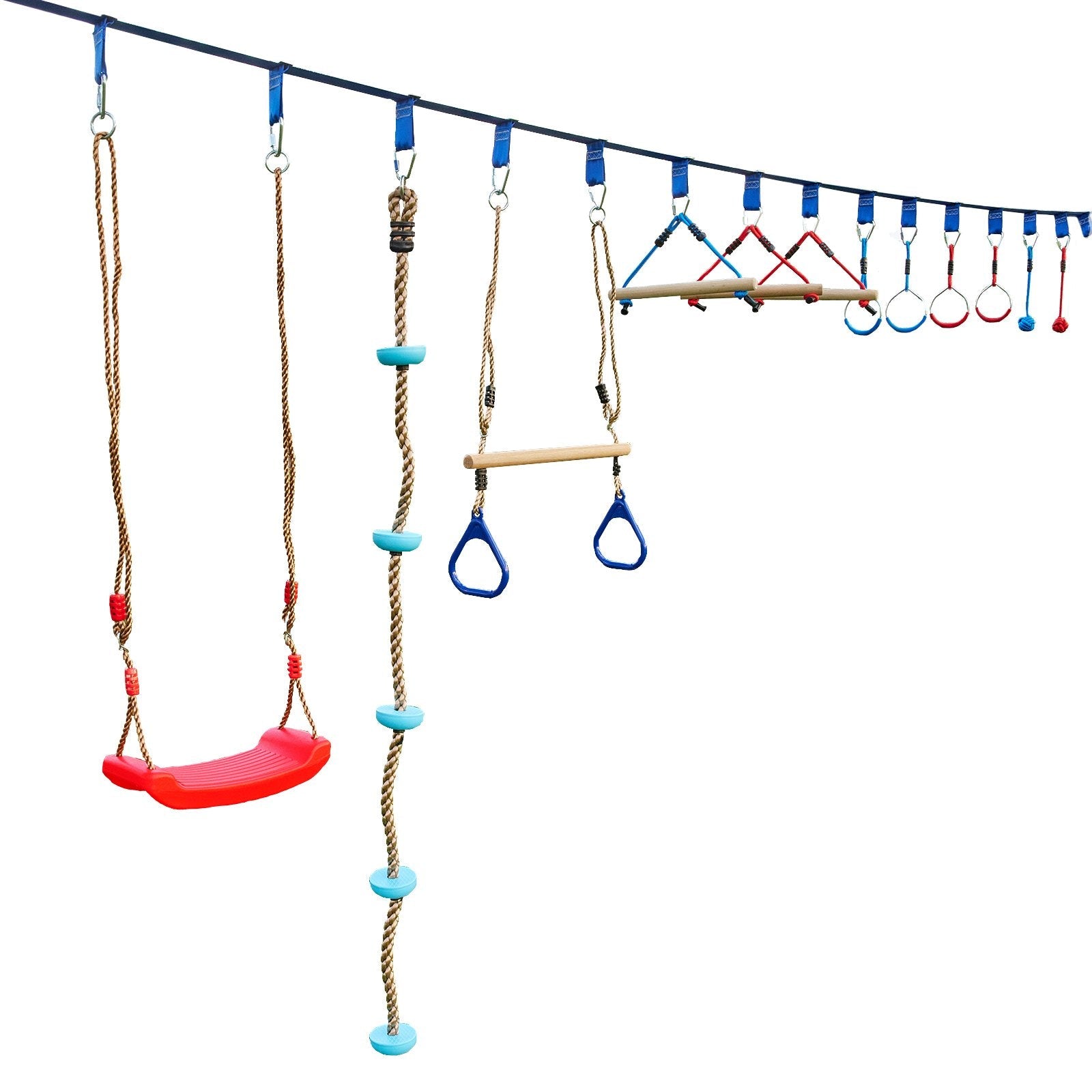 VEVOR Warrior Course, 80ft Slackline Obstacle Course, obstacle course for kids w/ 250lb Max Capacity, Slackline Training Line w/ Hanging Activities Accessories, Obstacle Course Equipment for Backyard 
