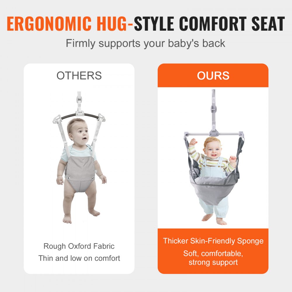 VEVOR Baby Jumper with Stand, Height-Adjustable Baby Jumpers and Bouncers, 35LBS Loading Toddler Infant Jumper for 3+ Months, Quick-Folding Indoor/Outdoor Jumper Exerciser Gift for Babies 