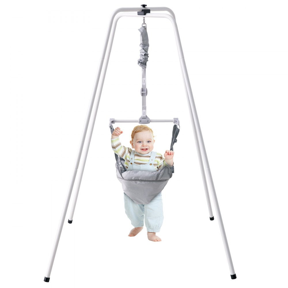 VEVOR Baby Jumper with Stand, Height-Adjustable Baby Jumpers and Bouncers, 35LBS Loading Toddler Infant Jumper for 3+ Months, Quick-Folding Indoor/Outdoor Jumper Exerciser Gift for Babies 