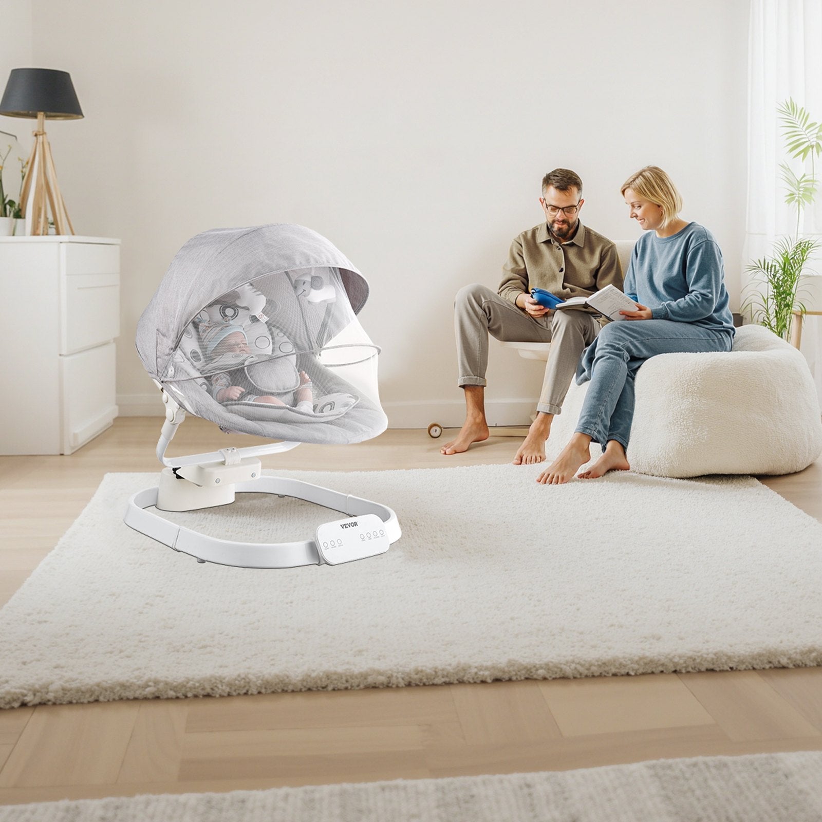 VEVOR Baby Swing for Infants 3 Speeds 3 Seat Positions Remote Control Bluetooth 