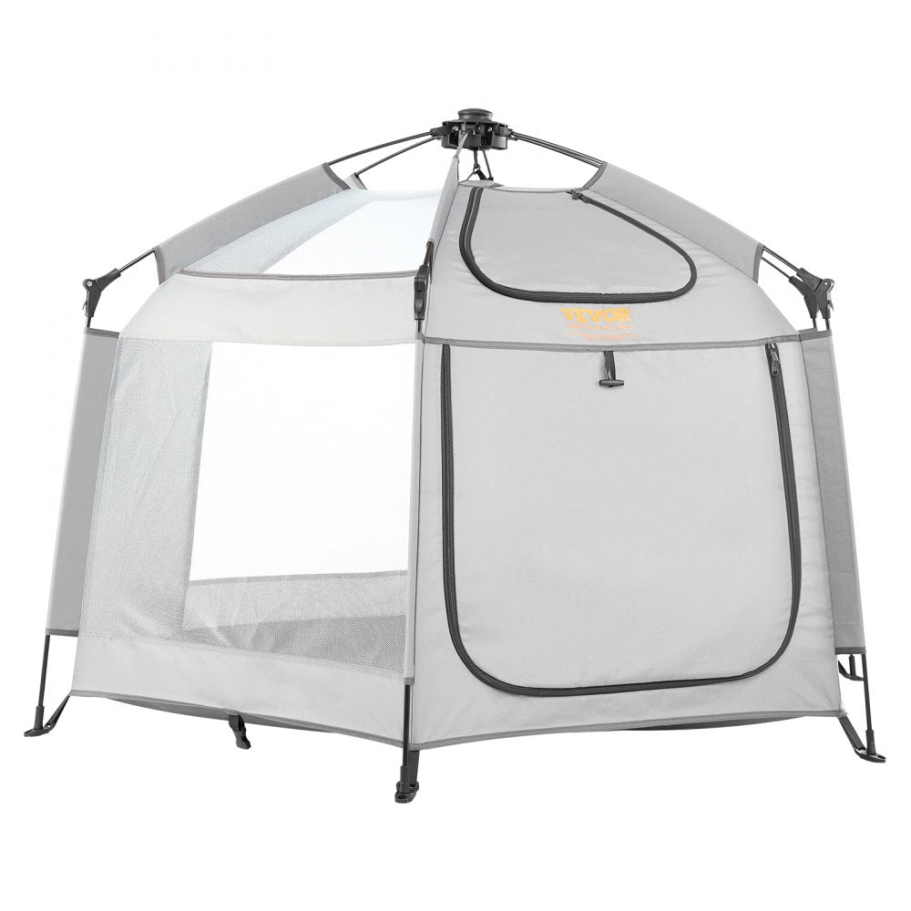 VEVOR Baby Playpen with Canopy, 59.8"x59.8" Indoor/Outdoor Portable Playpen for Babies and Toddlers, Lightweight & Foldable, Pop Up Toddler Play Yard with 3 Sun-Shades, Travel Bag for Beach Home Park 