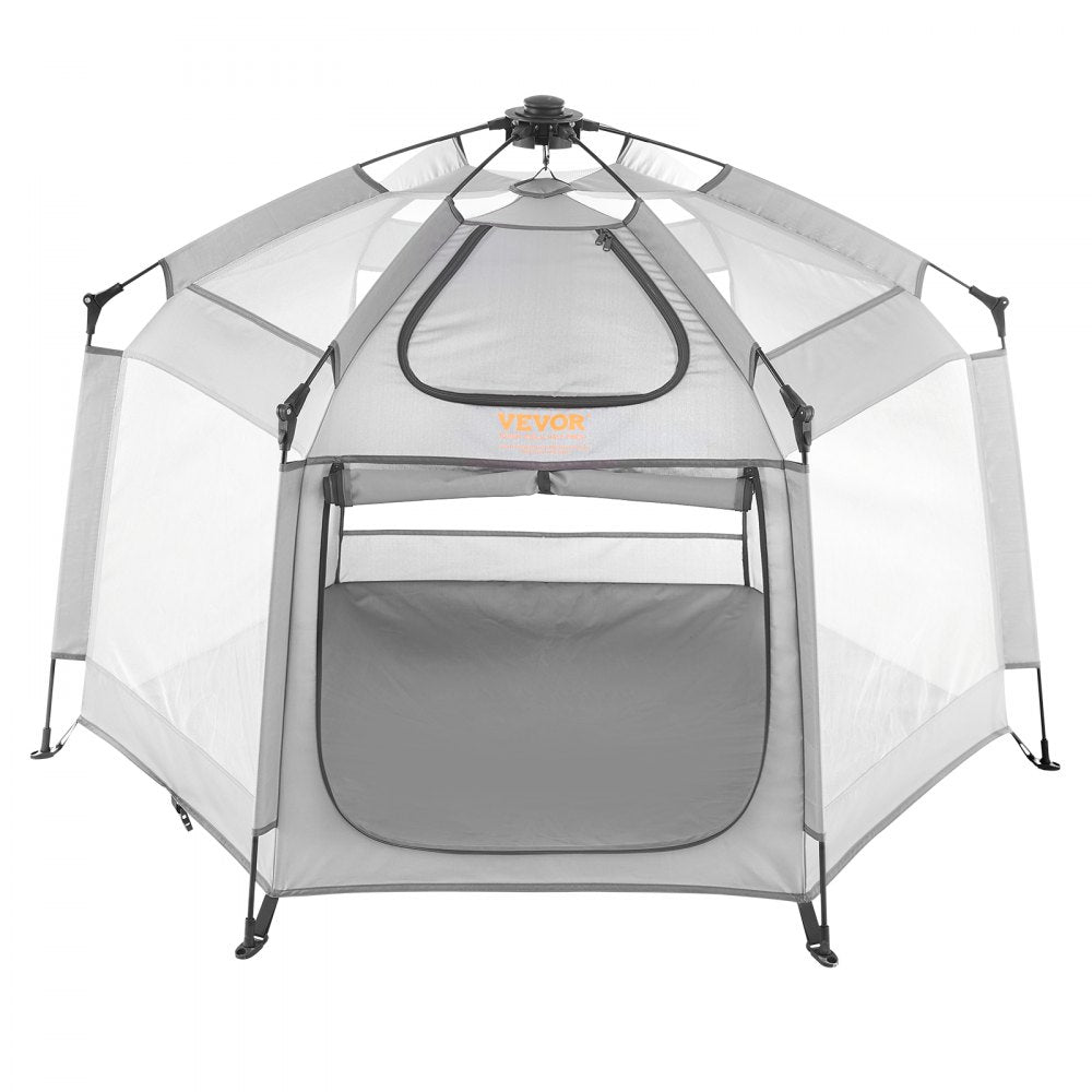 VEVOR Baby Playpen with Canopy, 59.8"x59.8" Indoor/Outdoor Portable Playpen for Babies and Toddlers, Lightweight & Foldable, Pop Up Toddler Play Yard with 3 Sun-Shades, Travel Bag for Beach Home Park 