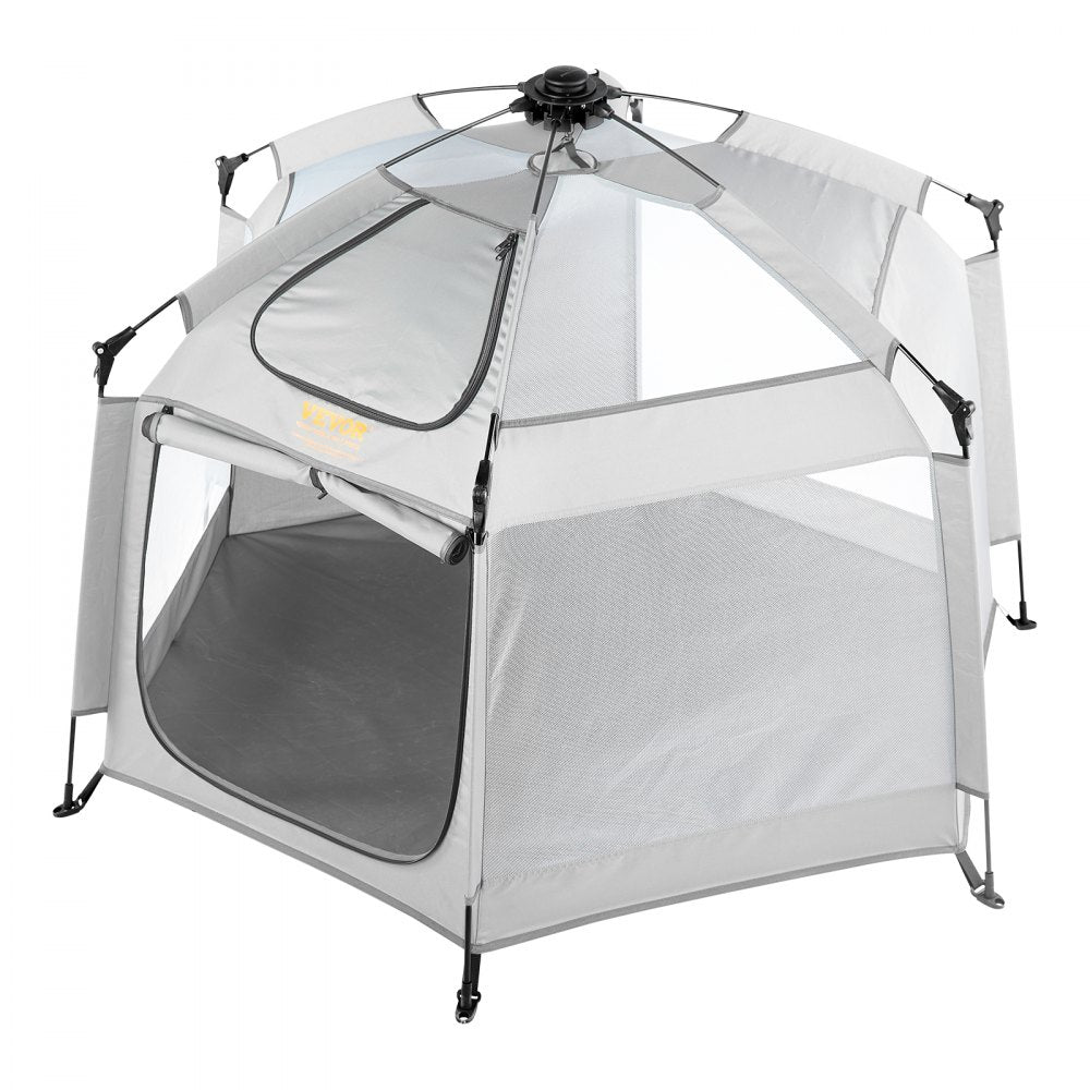 VEVOR Baby Playpen with Canopy, 59.8"x59.8" Indoor/Outdoor Portable Playpen for Babies and Toddlers, Lightweight & Foldable, Pop Up Toddler Play Yard with 3 Sun-Shades, Travel Bag for Beach Home Park 