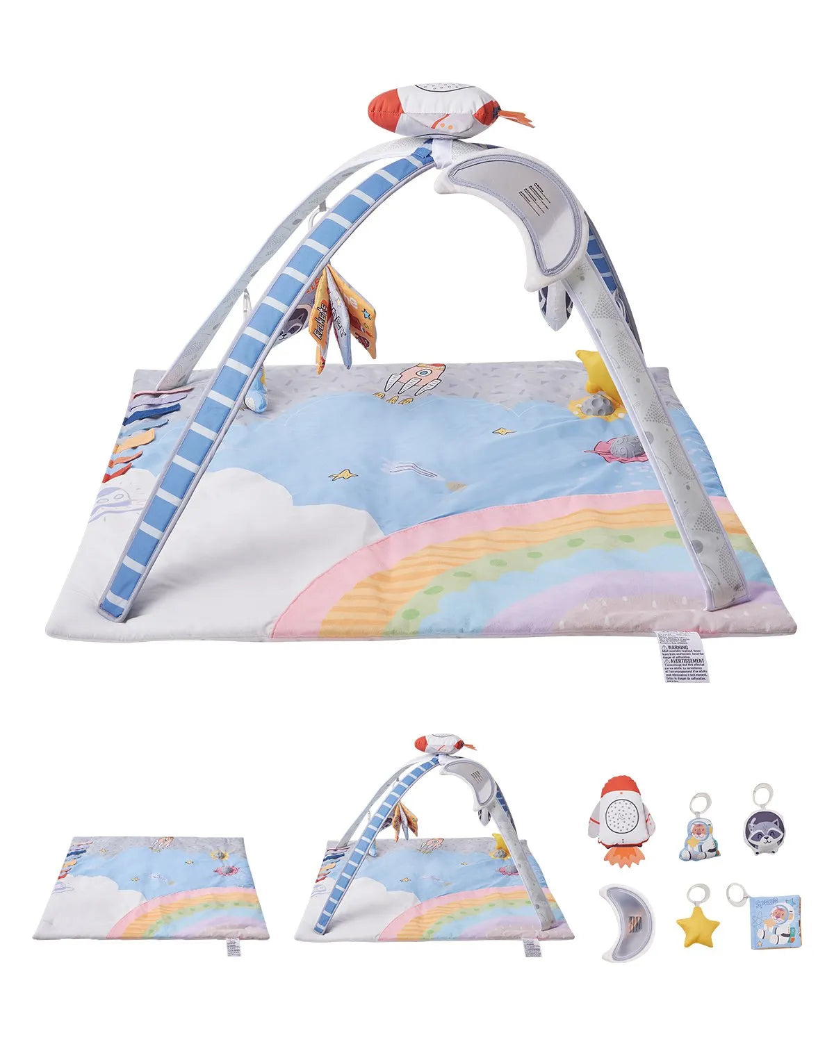 VEVOR Baby Play Gym Mat Tummy Time Activity Mat with 6 Sensory Toy 35.0" x 35.0"