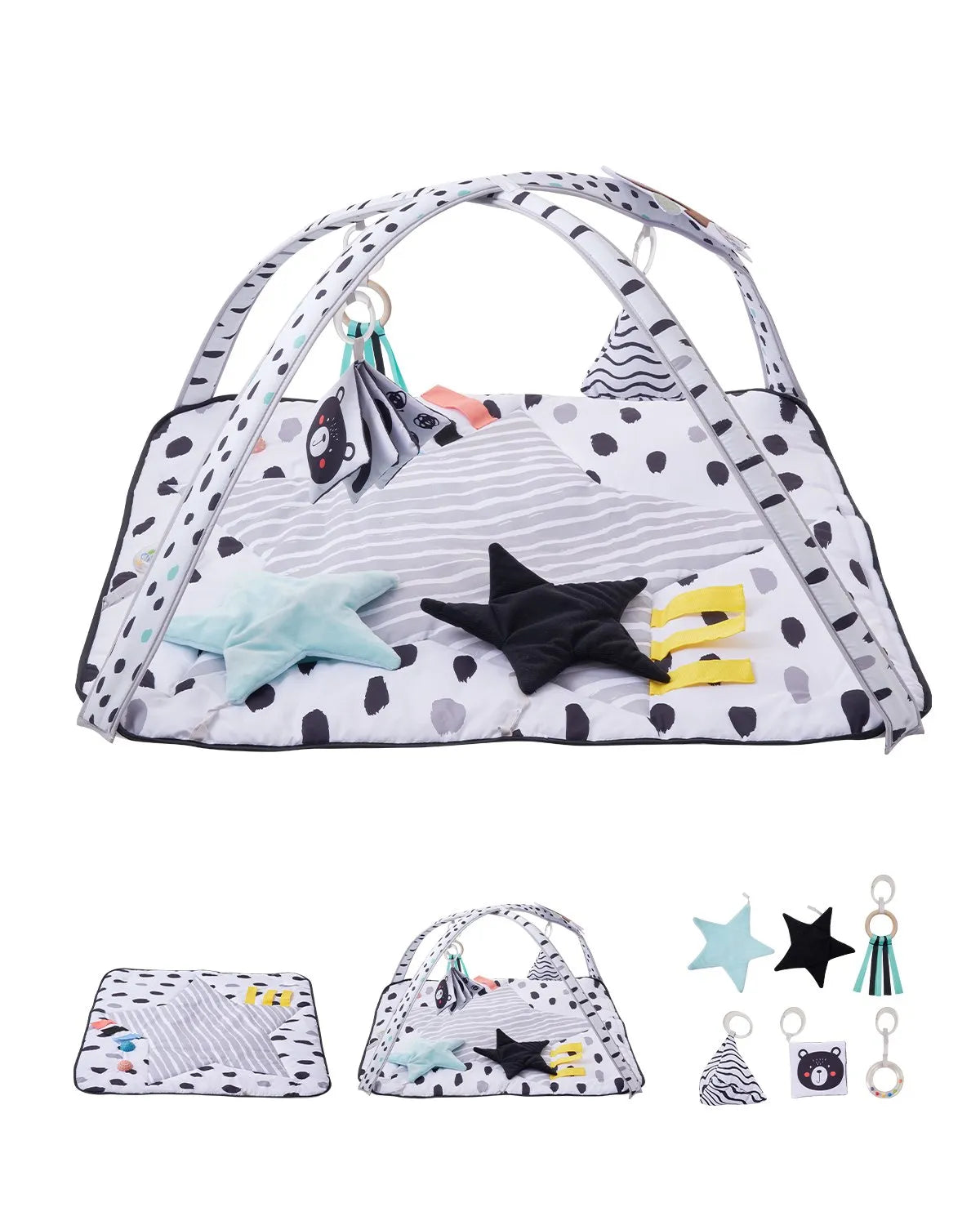 VEVOR Baby Play Gym Mat Tummy Time Activity Mat with 6 Sensory Toy 34.4" x 34.4"