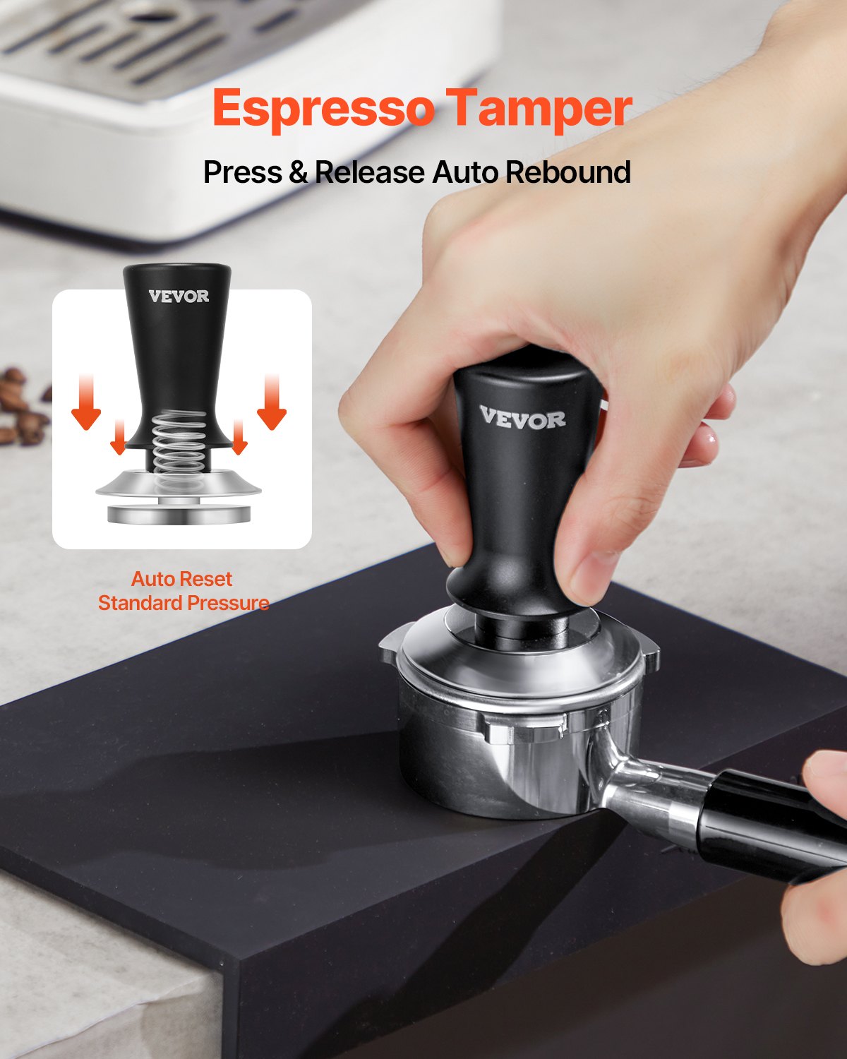 VEVOR 53mm Espresso Tamper Stainless Steel Coffee Tamper with Spring 