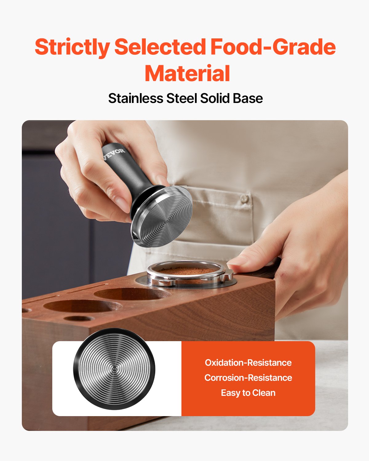 VEVOR 53mm Espresso Tamper Stainless Steel Coffee Tamper with Spring 