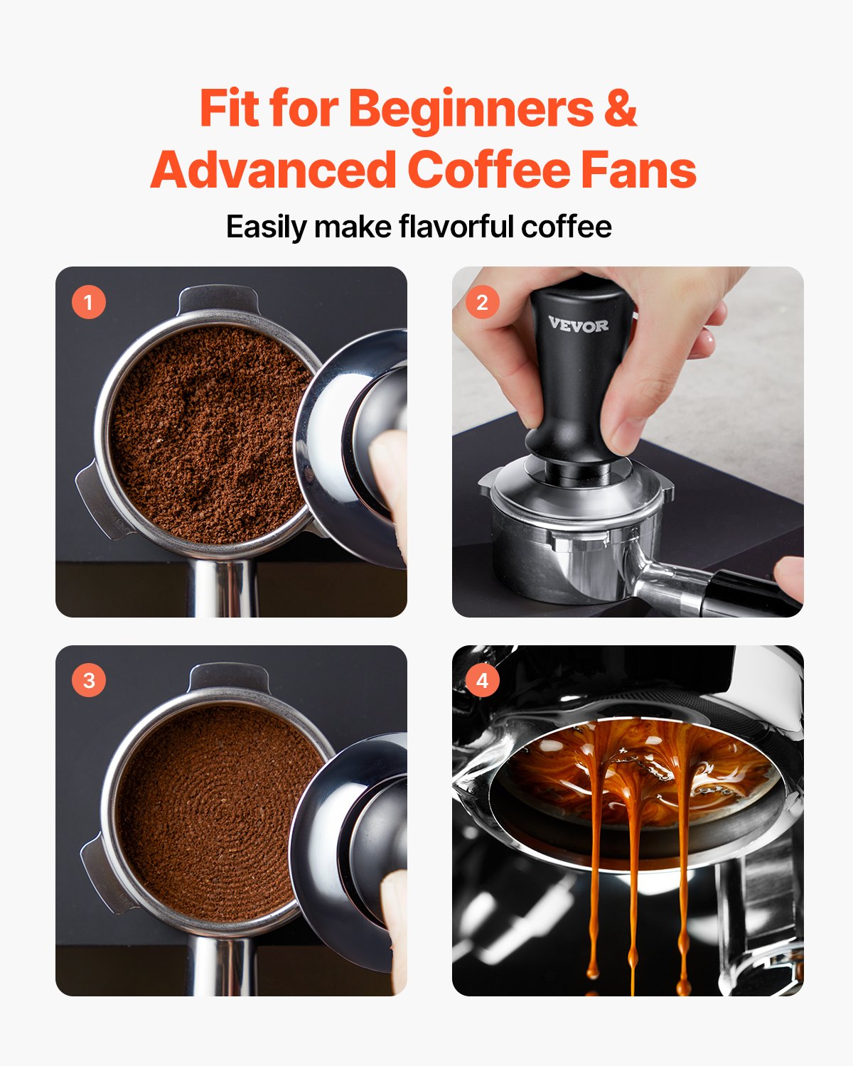 VEVOR 53mm Espresso Tamper Stainless Steel Coffee Tamper with Spring 