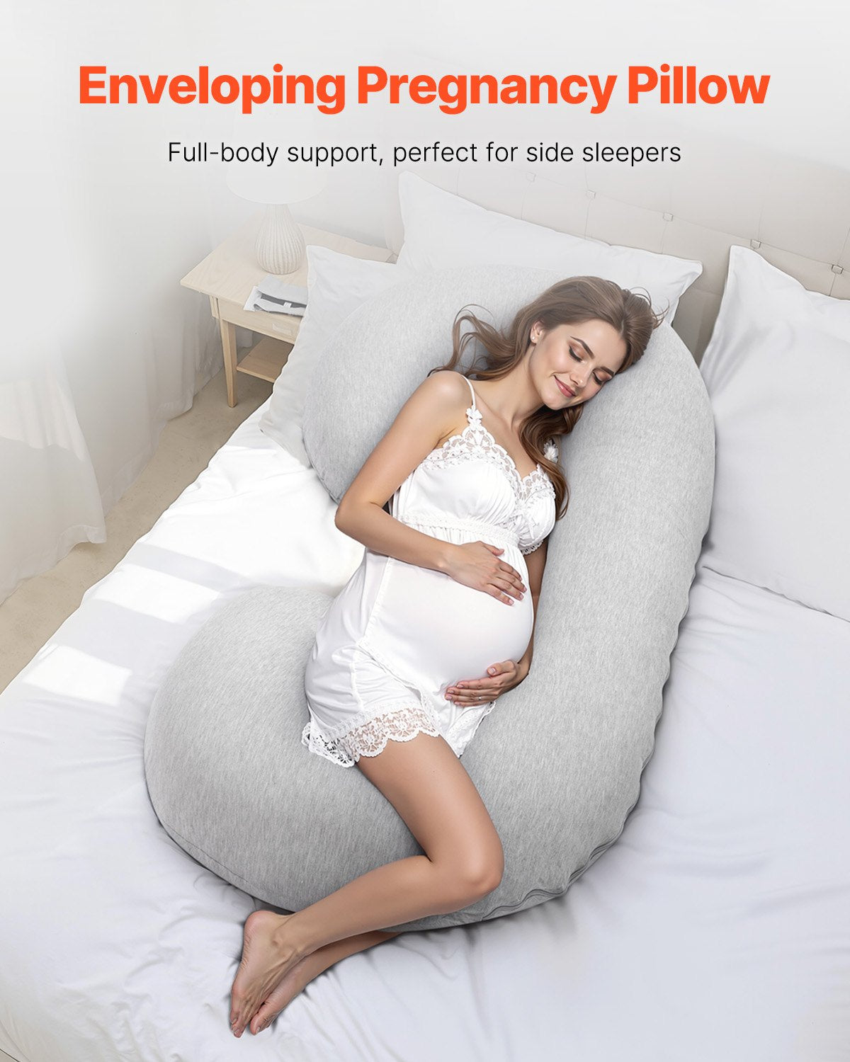 VEVOR Pregnancy Pillow C-Shaped Full Body Maternity Pillow Soft and Breathable 