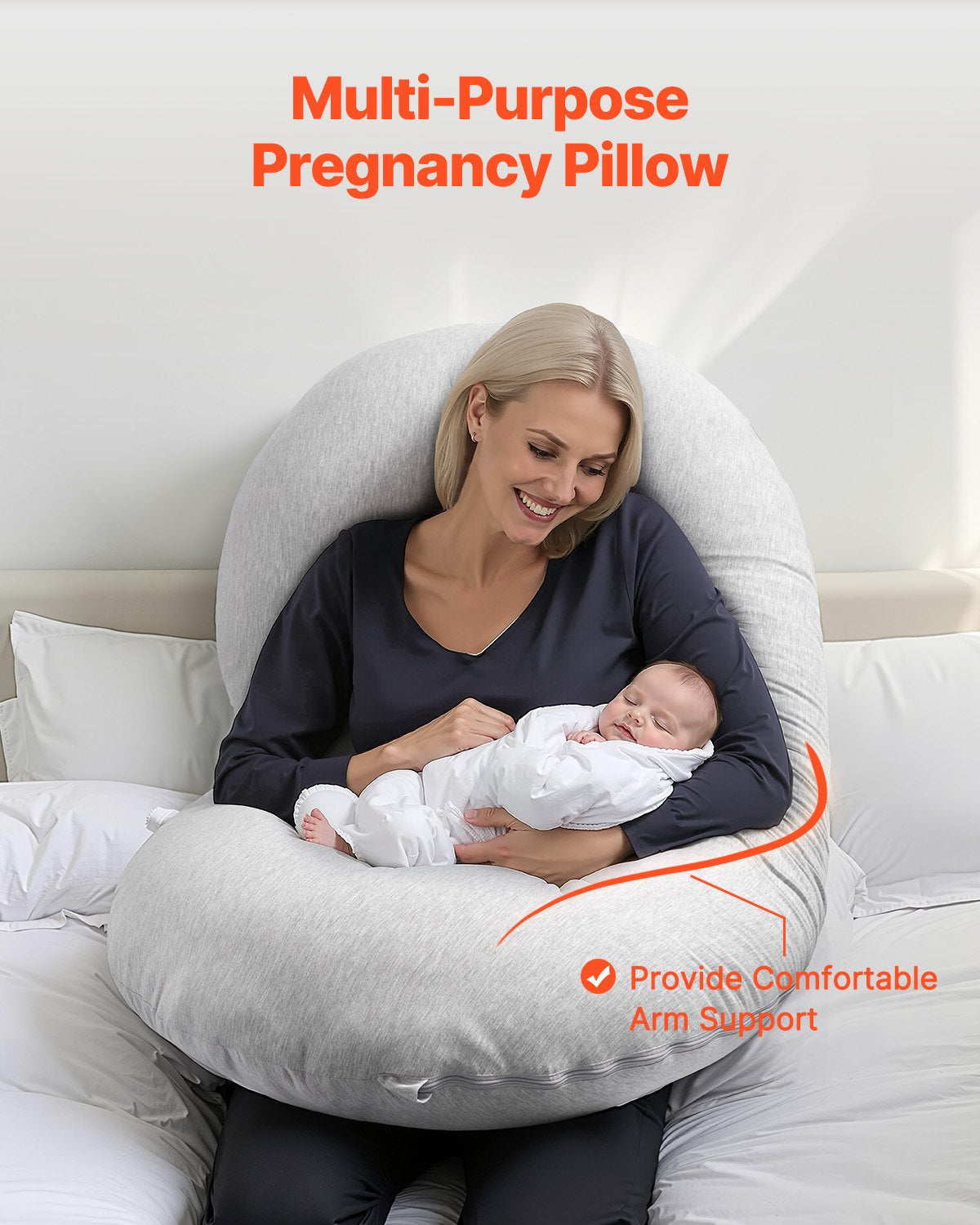 VEVOR Pregnancy Pillow C-Shaped Full Body Maternity Pillow Soft and Breathable 