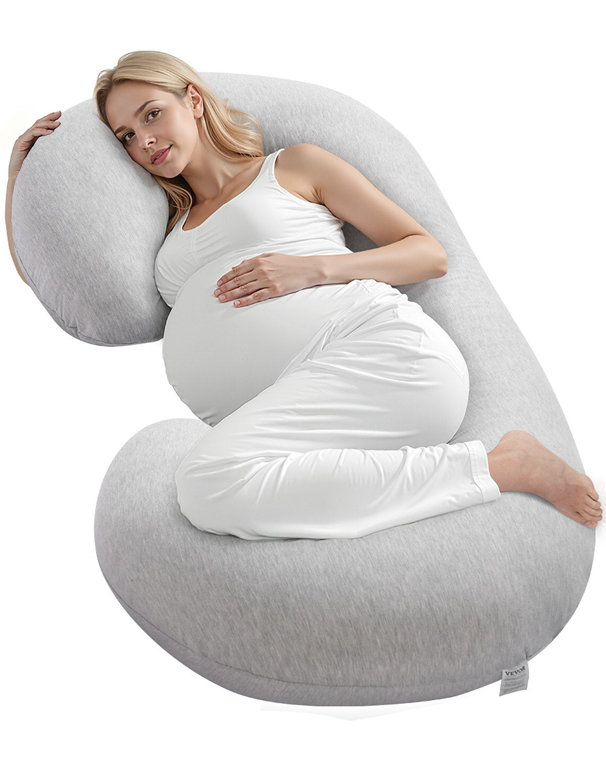 VEVOR Pregnancy Pillow C-Shaped Full Body Maternity Pillow Soft and Breathable 