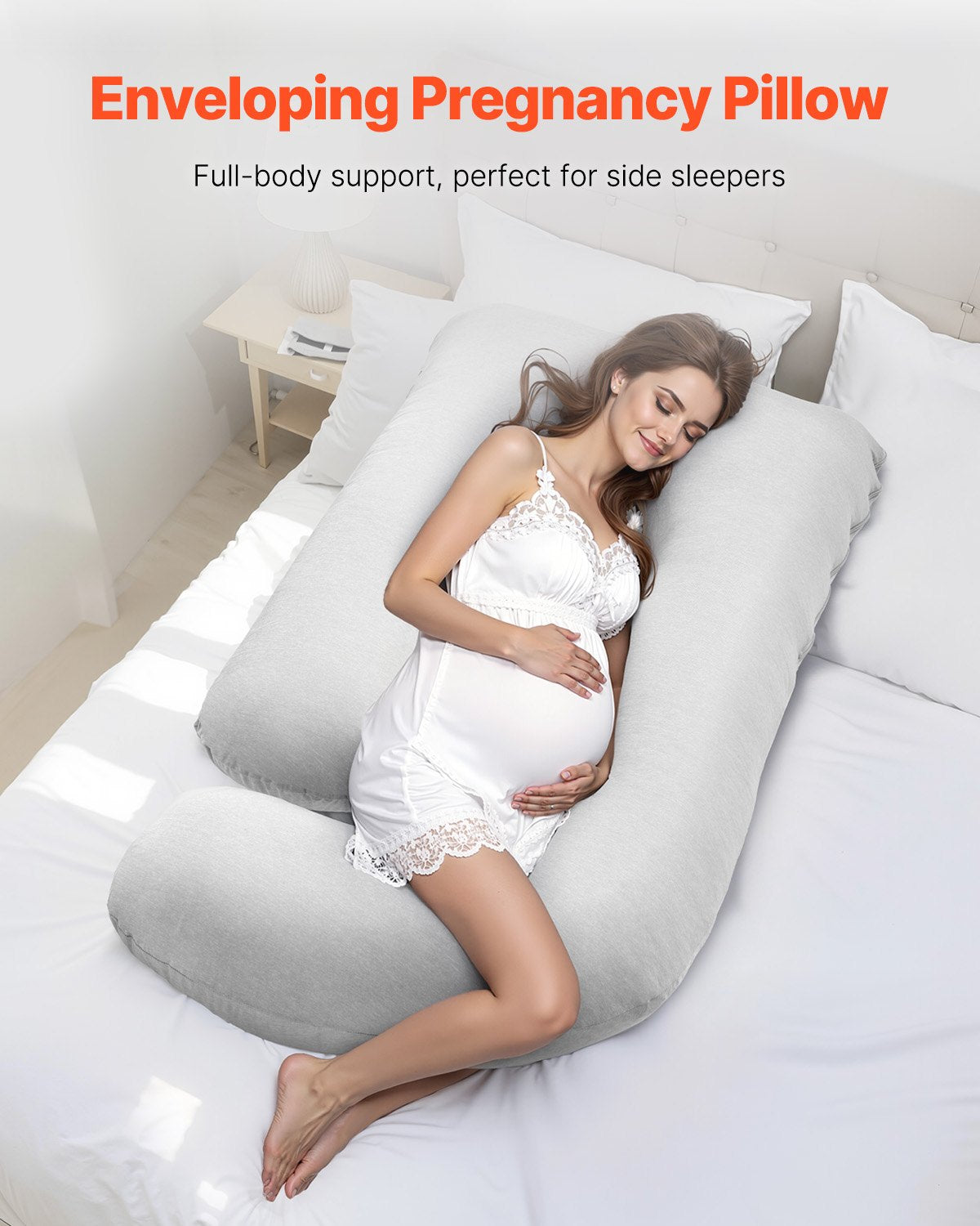 VEVOR Pregnancy Pillow G-Shaped Full Body Maternity Pillow Soft and Breathable 
