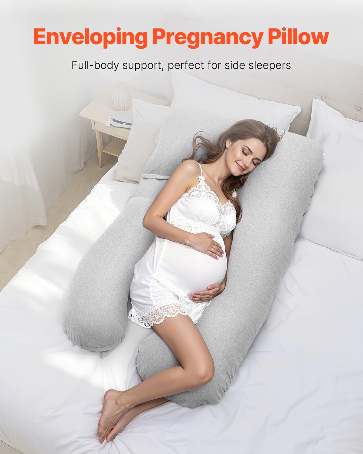 VEVOR Pregnancy Pillow U-Shaped Full Body Maternity Pillow Soft and Breathable 