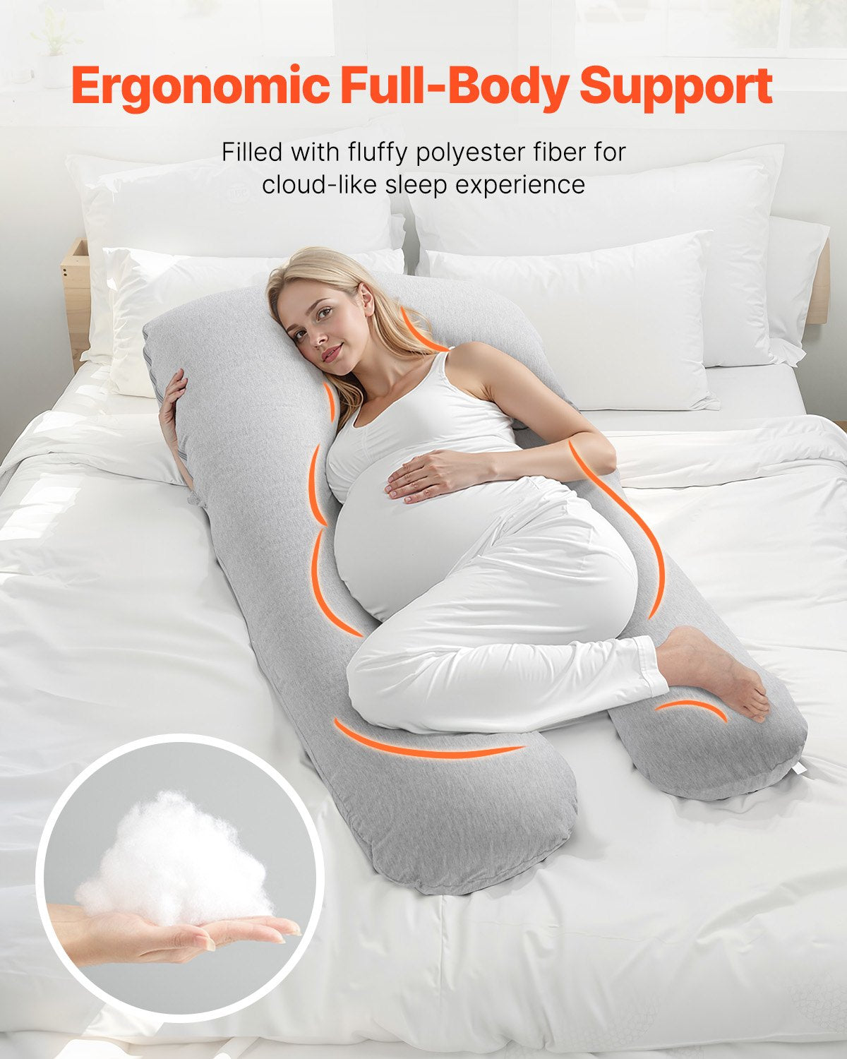 VEVOR Pregnancy Pillow U-Shaped Full Body Maternity Pillow Soft and Breathable 
