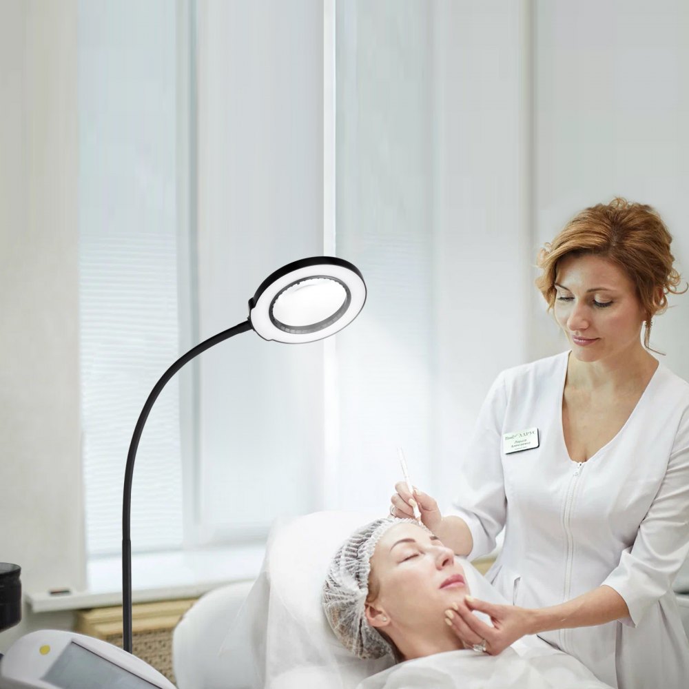 VEVOR 5X Floor Magnifying Glass with Light and Stand Flexible Gooseneck LED 