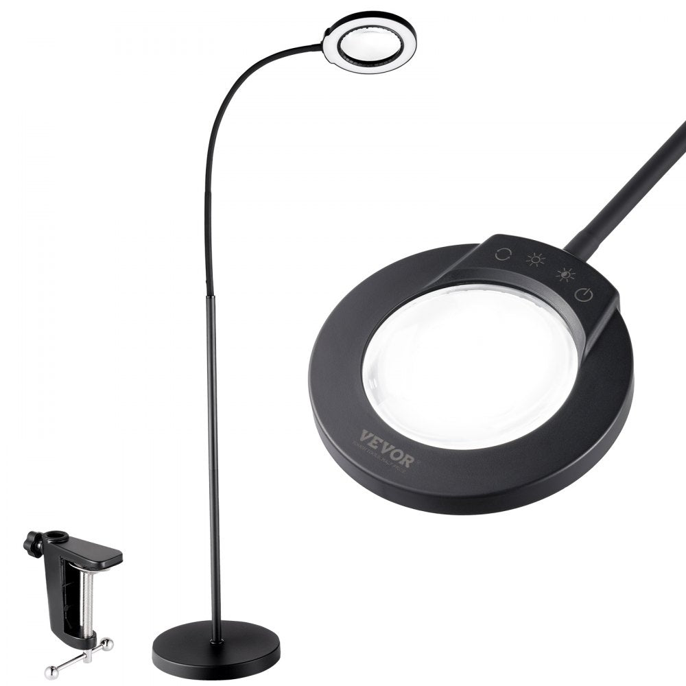 VEVOR 5X Floor Magnifying Glass with Light and Stand Flexible Gooseneck LED 