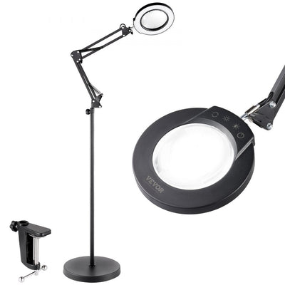 VEVOR 5X Floor Magnifying Glass with Light and Stand LED 5 Color Modes 3-in-1 