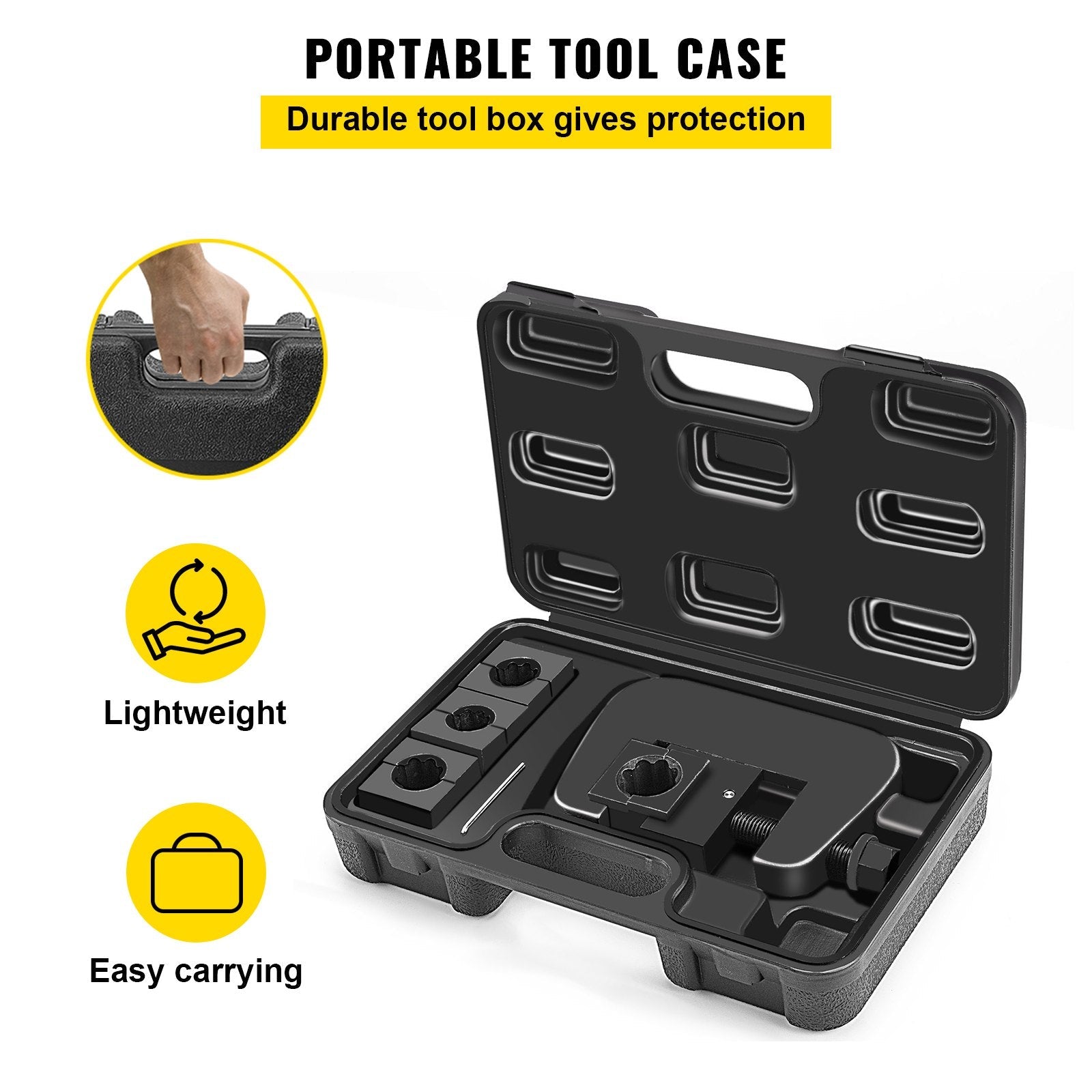 VEVOR 7843B Manual A/C Hose Crimper Kit,Handheld Air Hose Crimper Tool Kit with 4 Dies Whole Set #6#8#10#12,A/C Hose Crimper Repair Tool Kit Die Set,for Crimping Automotive Air Conditioning Pipes 