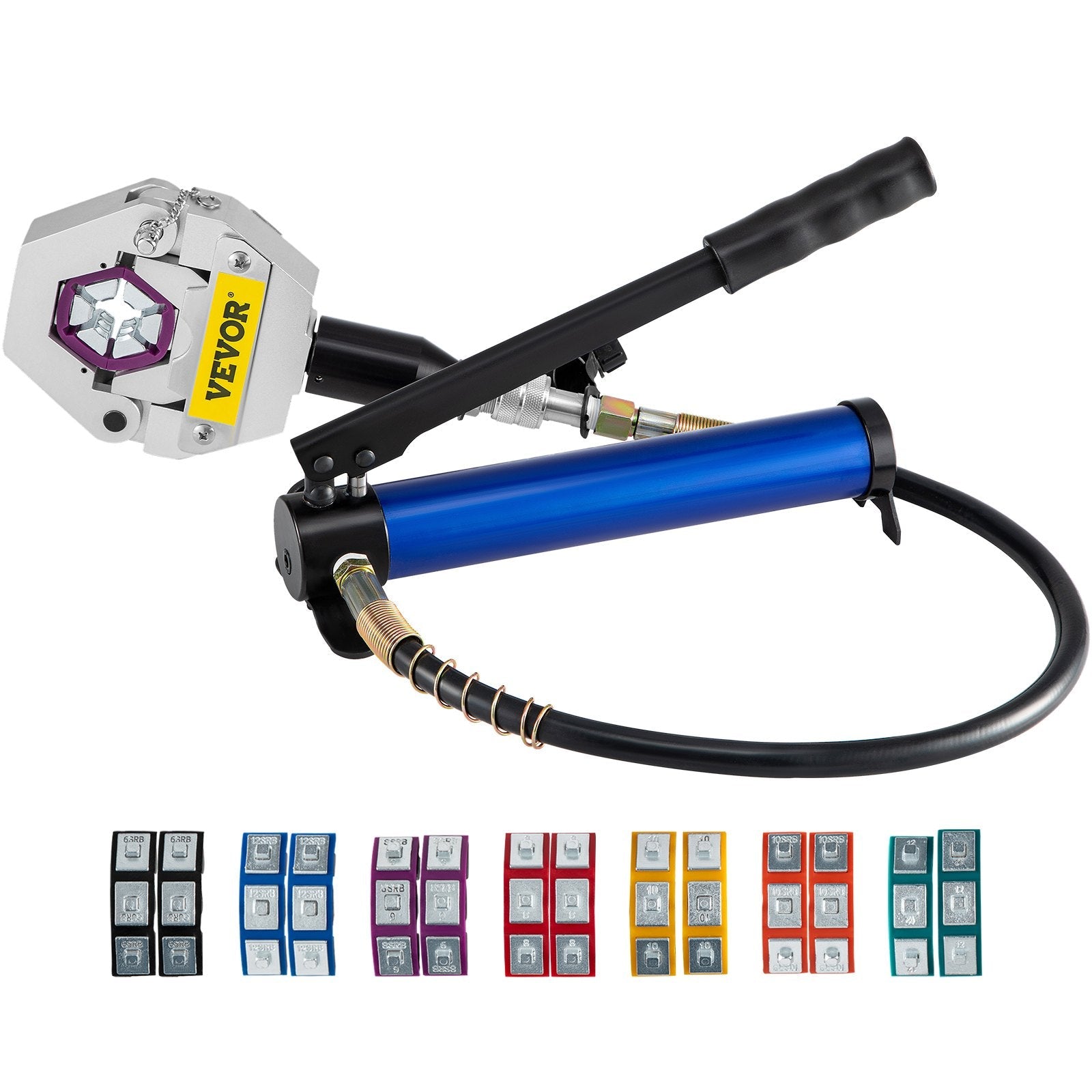 VEVOR Manually Operated AC Hose Crimper FS-7842B Separable Hydraulic Hose Crimper Kit Manual Piston Valve For Aluminum Pump Air Conditioning Repair with 7 Dies Whole Set Handheld AC Hose 