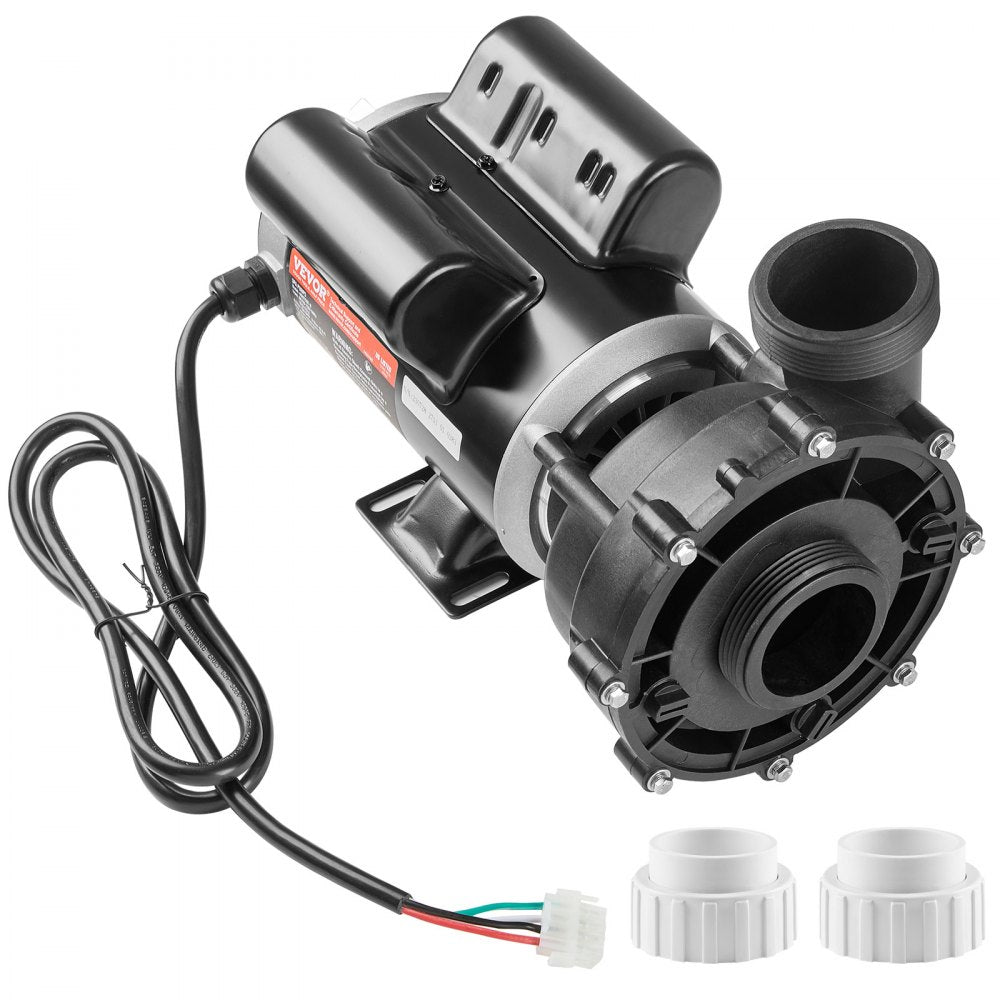 VEVOR 2 Speed SPA Pump, 48-Frame, AC 110-120V Hot Tub SPA Pump, 1.5HP/150GPM/42.65ft High Speed or 0.46HP/70GPM/9.18ft Low Speed, 2" Port 90° Rotational Interface for Hot Tub, Tested to UL Standards 