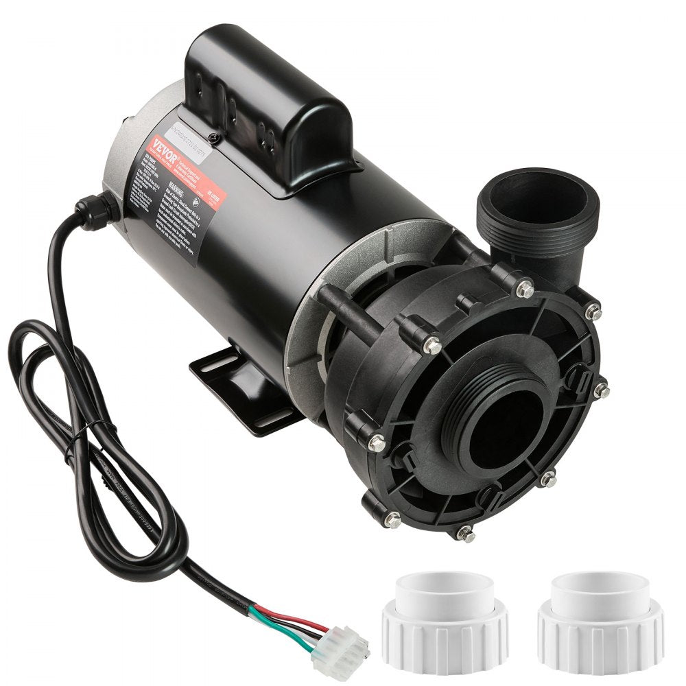 VEVOR 2 Speed SPA Pump, 56-Frame, AC 220-240V Hot Tub SPA Pump, 3HP/200GPM/65.61ft High Speed or 0.4HP/100GPM/16.07ft Low Speed, 2" Port 90° Rotational Interface for Hot Tub, Tested to UL Standards 