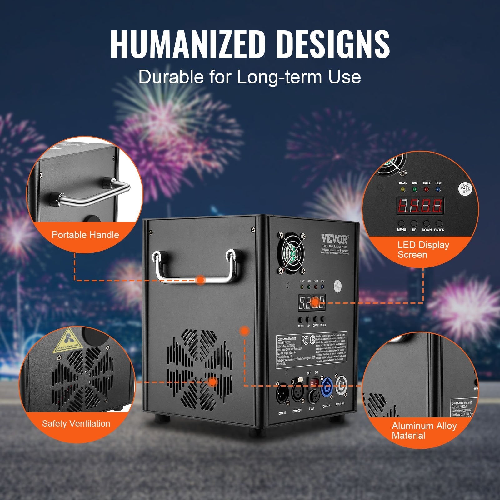 VEVOR Cold Spark Firework Machine 500W 6.6-13ft Stage DJ Wedding Event Party 