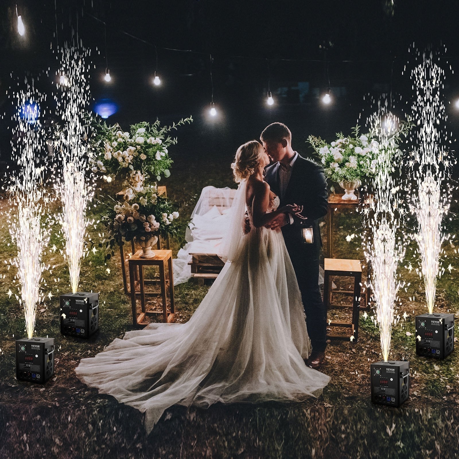 VEVOR Cold Spark Firework Machine x4 500W 6.6-13ft Stage DJ Wedding Event Party 