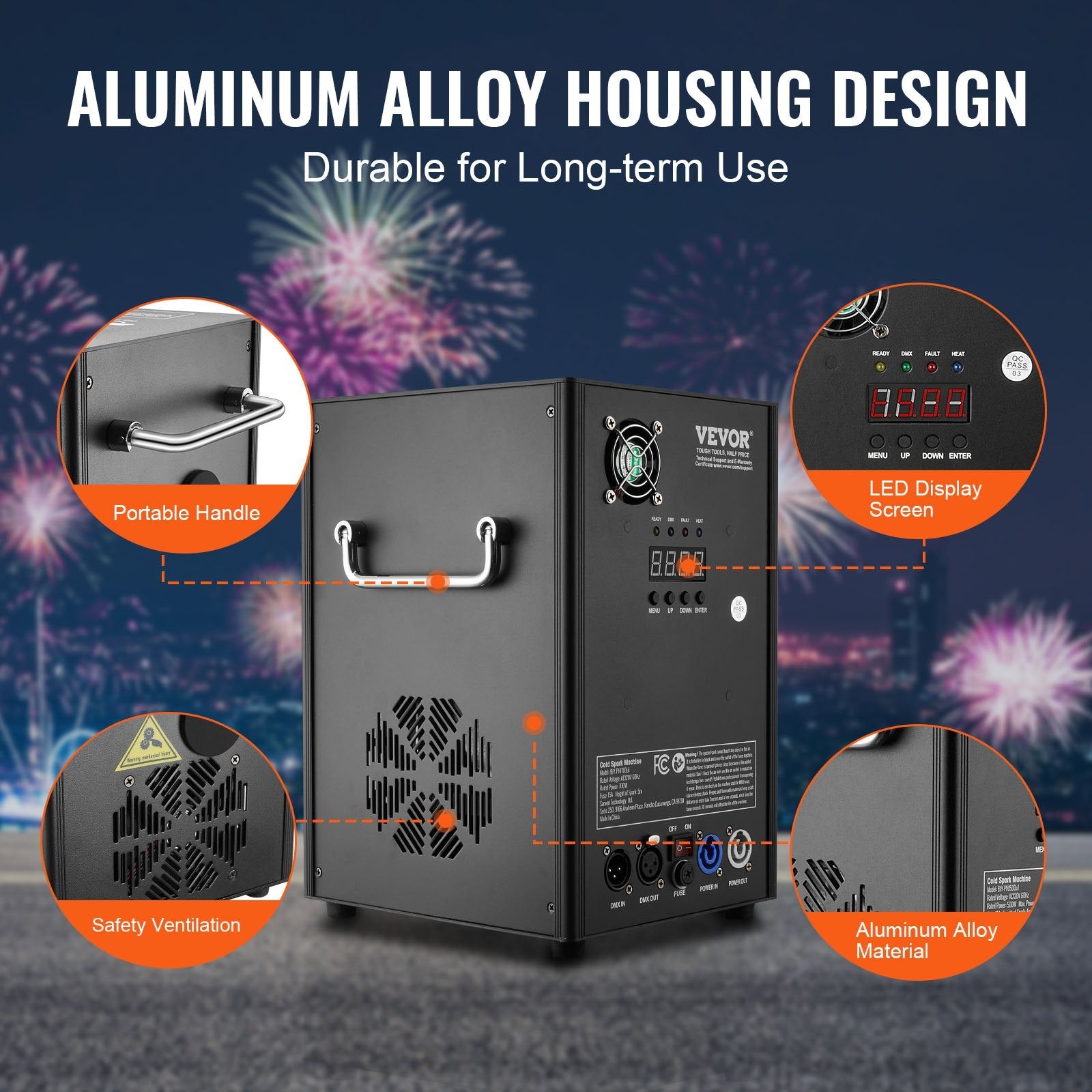 VEVOR Cold Spark Firework Machinex2 700W 6.6-16.4ft Stage DJ Wedding Event Party 