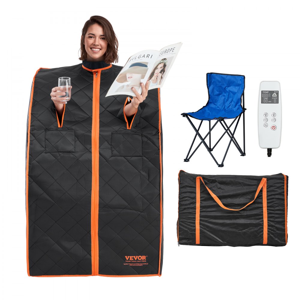 VEVOR Sauna Blanket for Detoxification, 1050W Portable Far Infrared Sauna Tent for Home, 104- 167?, 1-60 Minutes Timer , Personal Sauna Box for Home Spa Indoor Black 27.56 x 31.5 x 38.58 inch 