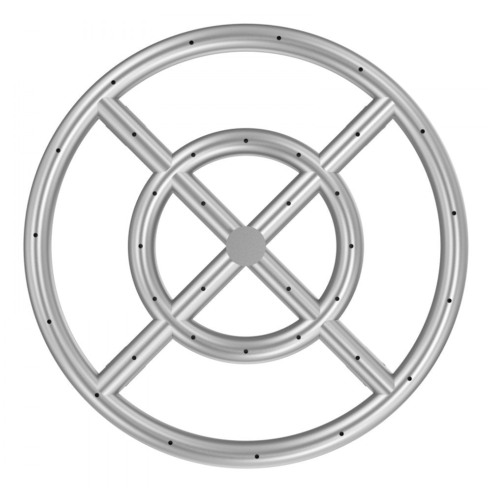 VEVOR 12 inch Round Drop-in Fire Pit Pan, Stainless Steel Fire Pit Burner Kit, Natural & Propane Gas Fire Pan with 92,000 BTU for Indoor or Outdoor Use 