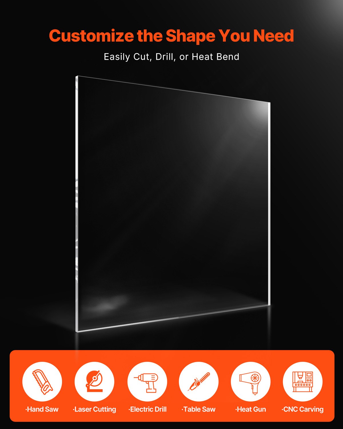 VEVOR 1-Pack Plexiglass Acrylic Sheet 36 x 48 Inch Plastic Sheet 1/4 Inch Thick 