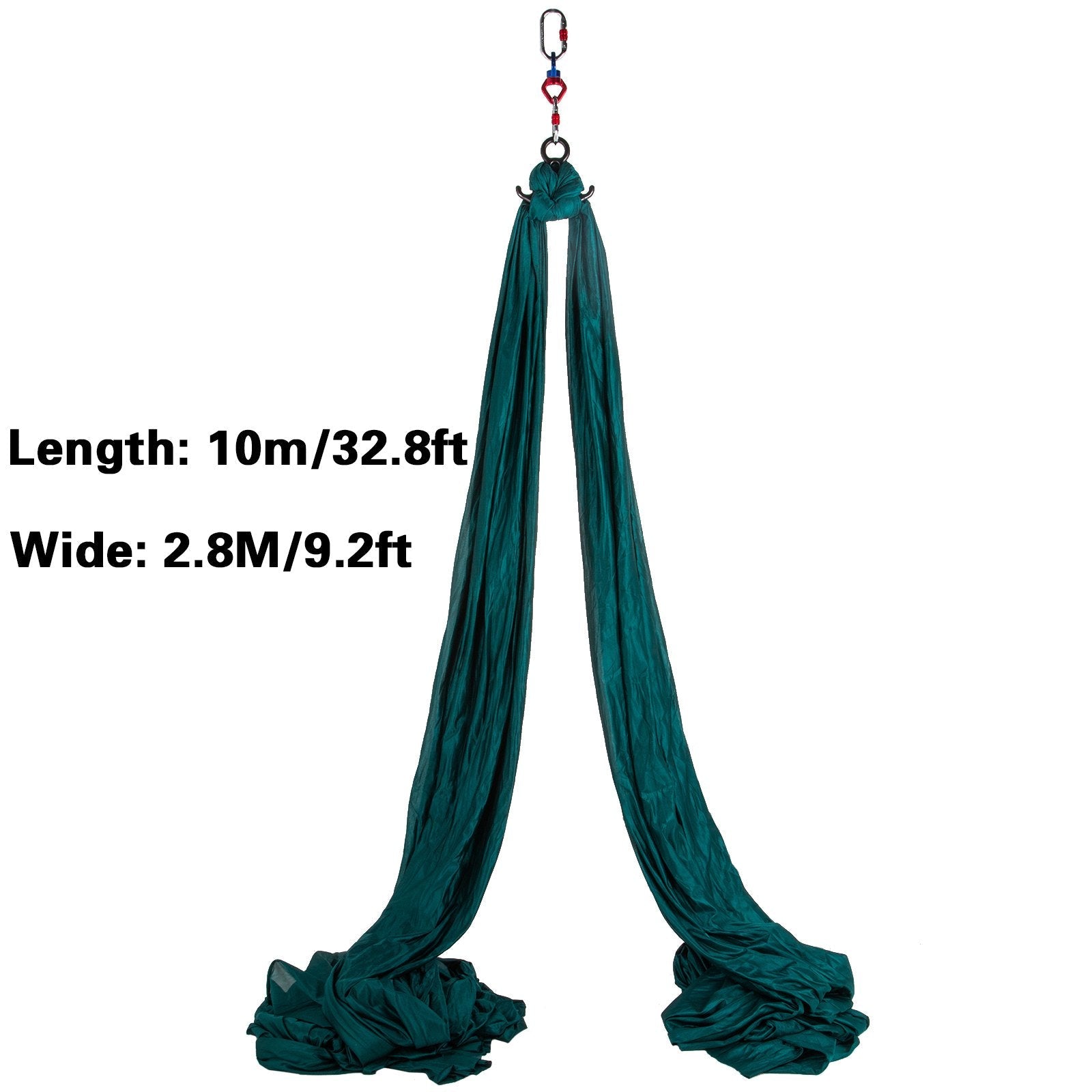 VEVOR Aerial Silk, 11yd 9.2ft Aerial Yoga Swing Set Yoga Hammock Kit - Antigravity Ceiling Hanging Yoga Sling - Carabiners, Daisy Chain, Inversion Swing for Home Outdoor Aerial Dance, Dark Green 