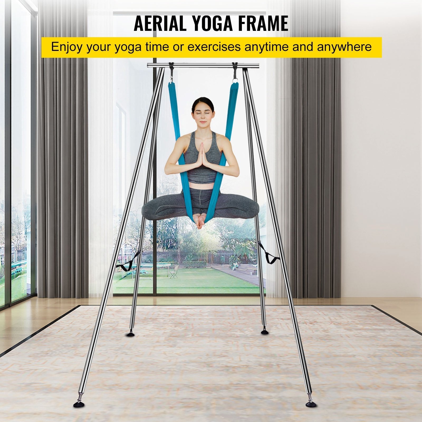 VEVOR Aerial Yoga Frame, 9.6 FT Height Yoga Swing Stand, Max 250kg/551lbs Steel Pipe Inversion Yoga Swing Stand Yoga Rig Yoga Sling Inversion Equipment for Indoor Outdoor Aerial Yoga 