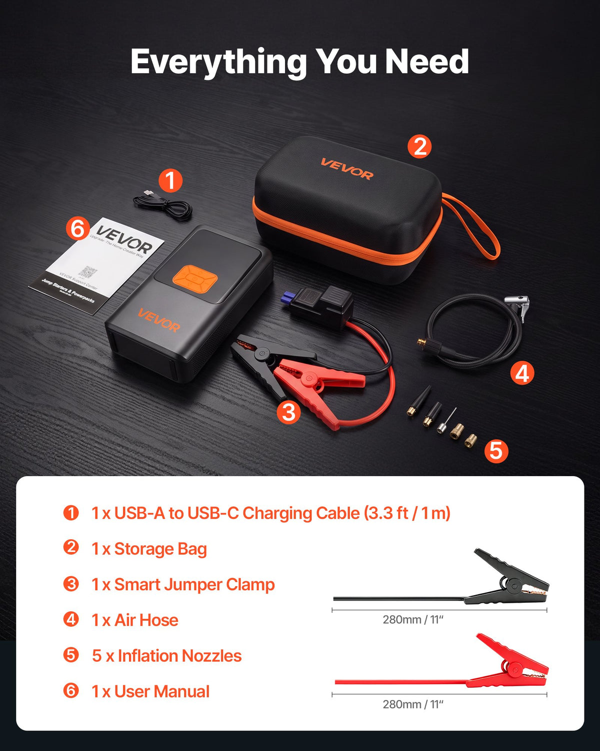 4000A Portable Car Jump Starter with 150 PSI Air Compressor, 12000mAh Power Bank & LED Flashlight