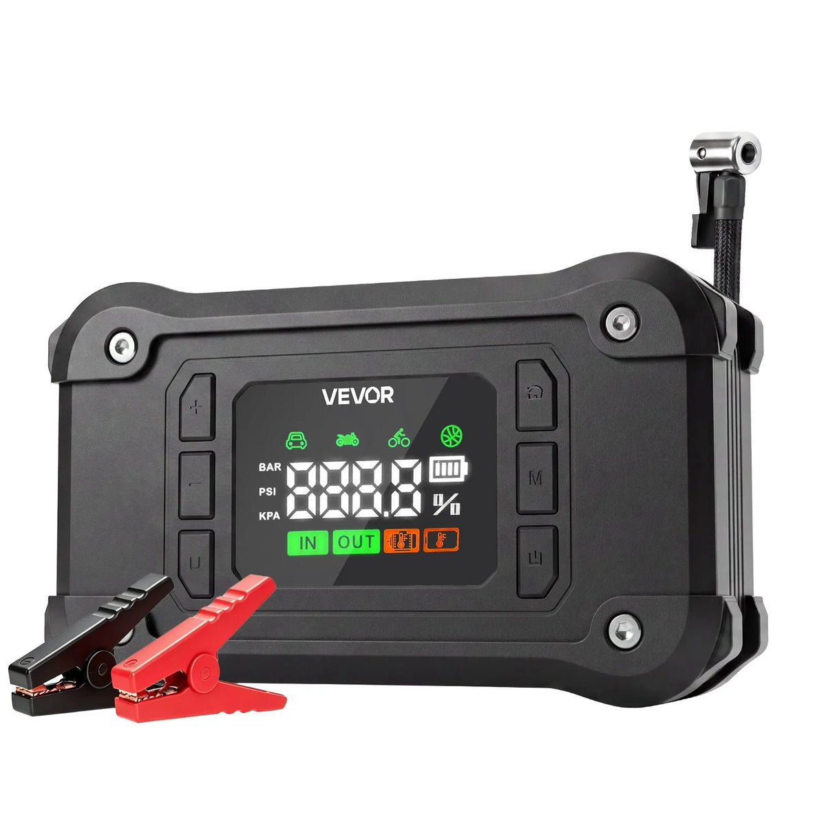 8000A Portable Car Jump Starter with 150 PSI Air Compressor, 16000mAh Power Bank & LED Flashlight
