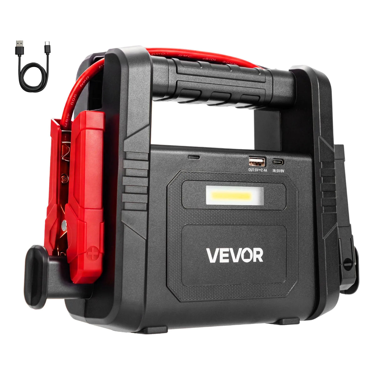 6000A Portable Car Jump Starter, 24000mAh Battery Booster with USB Power Bank & 3-Mode LED Flashlight