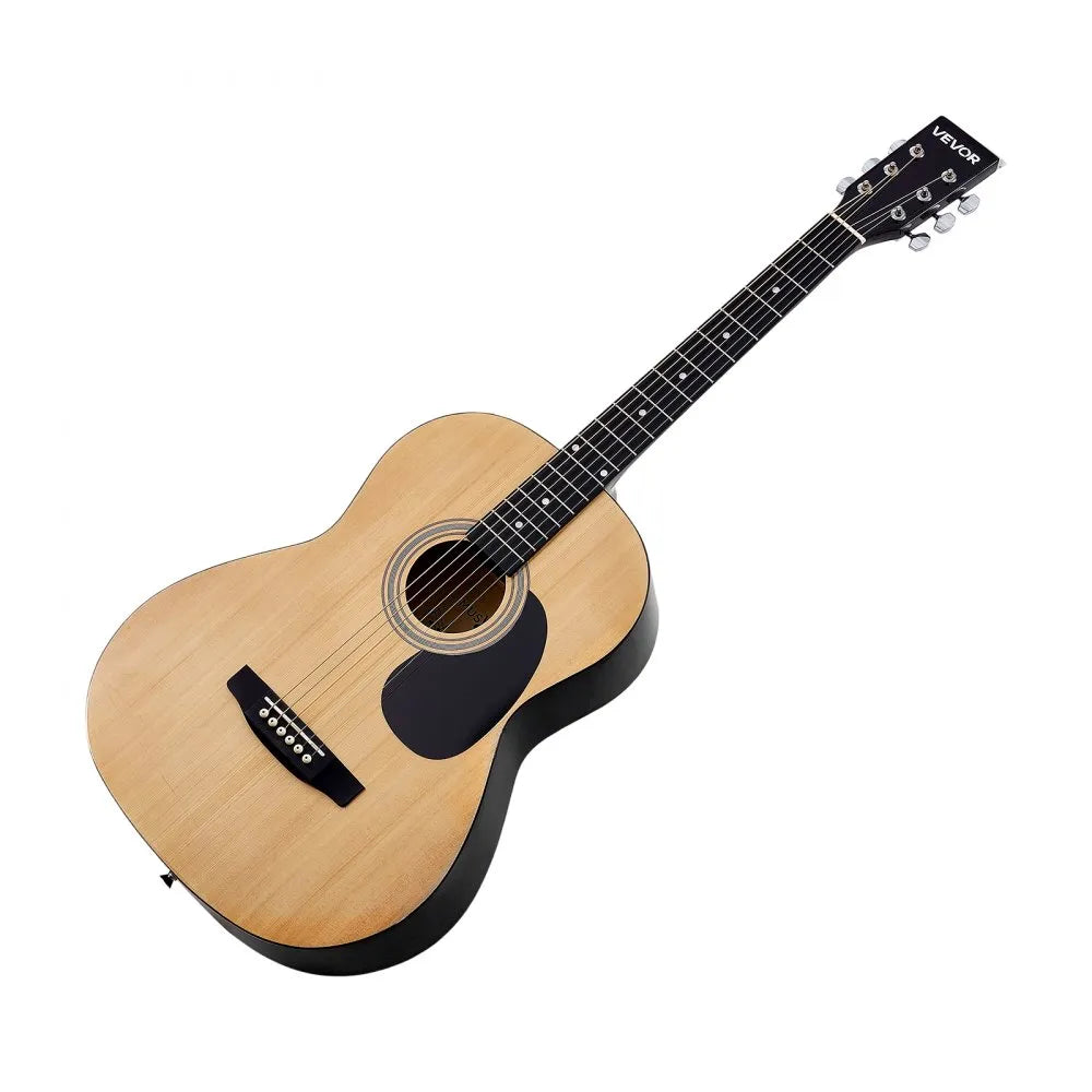 VEVOR Dreadnought Acoustic Guitar, 39 in, 6-String Natural Solid Spruce Top Guitar, Portable Bundle with Gig Bag, Tuner, Strap, Steel Strings, Picks, Capo, Rosewood Fingerboard, for Beginner Adults 